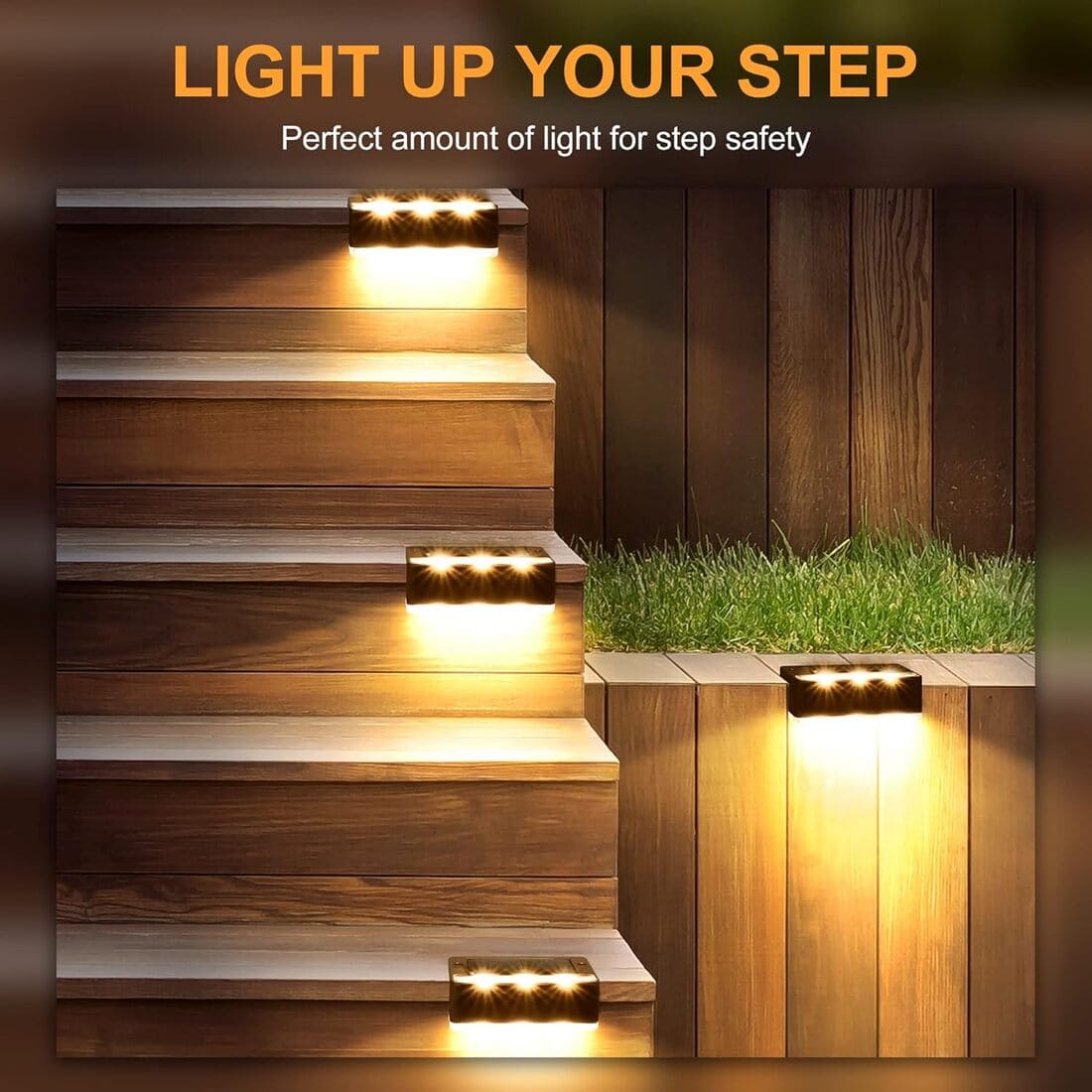 Horizontal Updated Brown Solar Deck Lights Set