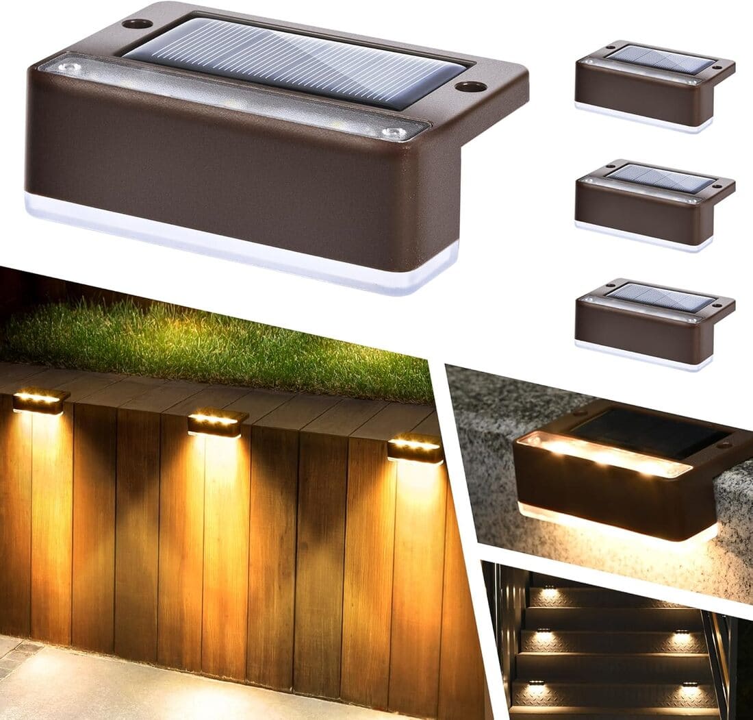 Horizontal Updated Brown Solar Deck Lights Set