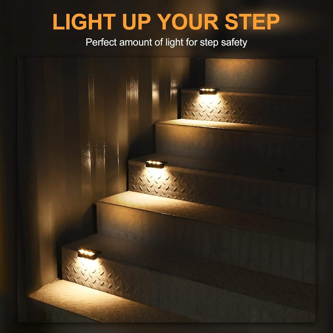 Horizontal Updated Black Solar Deck Lights Set
