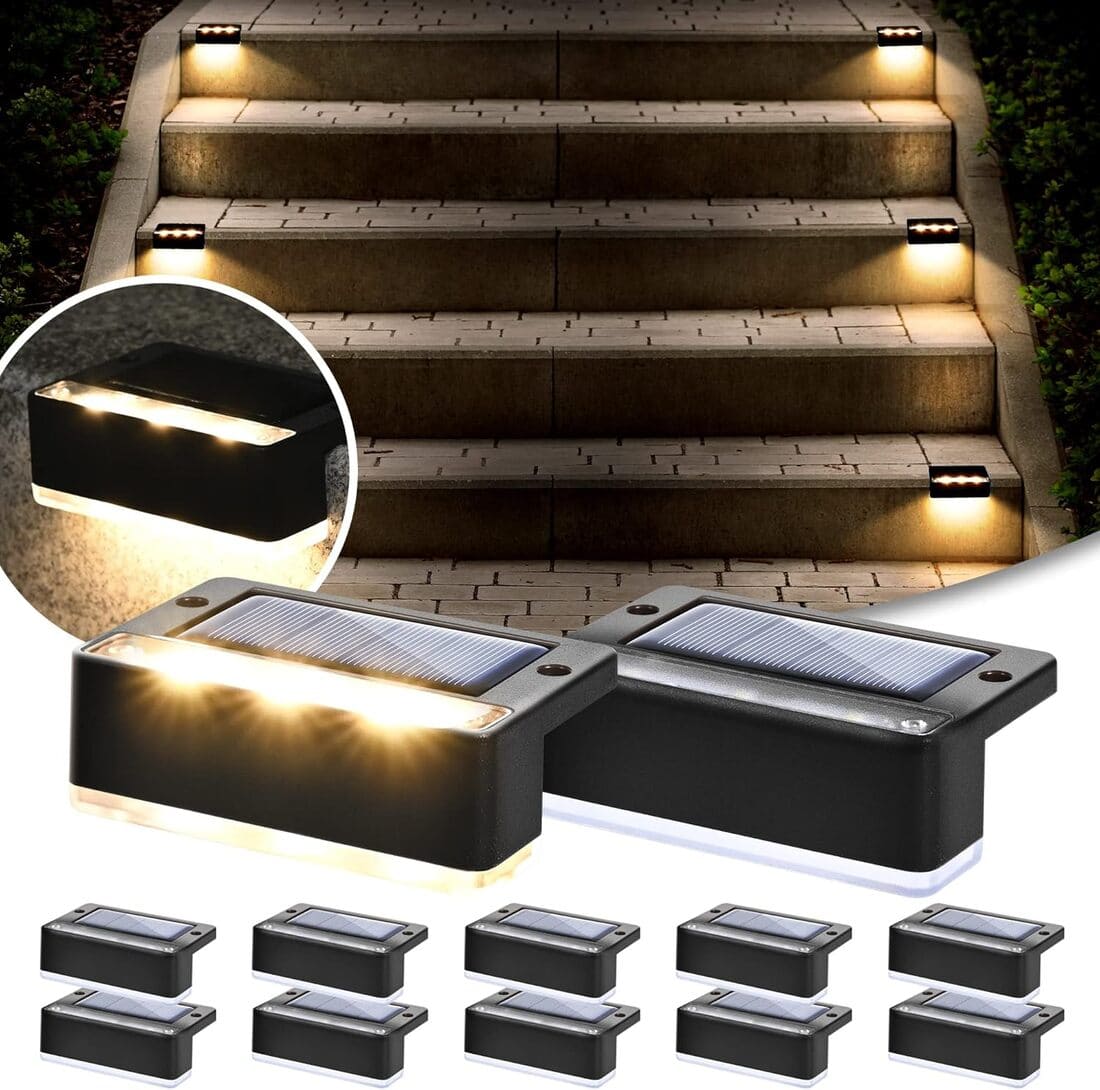 Horizontal Updated Black Solar Deck Lights Set