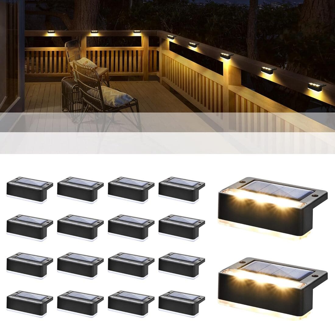 Horizontal Updated Black Solar Deck Lights Set