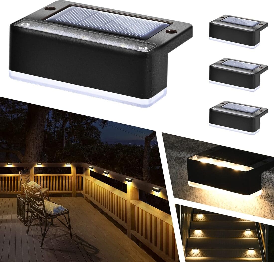 Horizontal Updated Black Solar Deck Lights Set