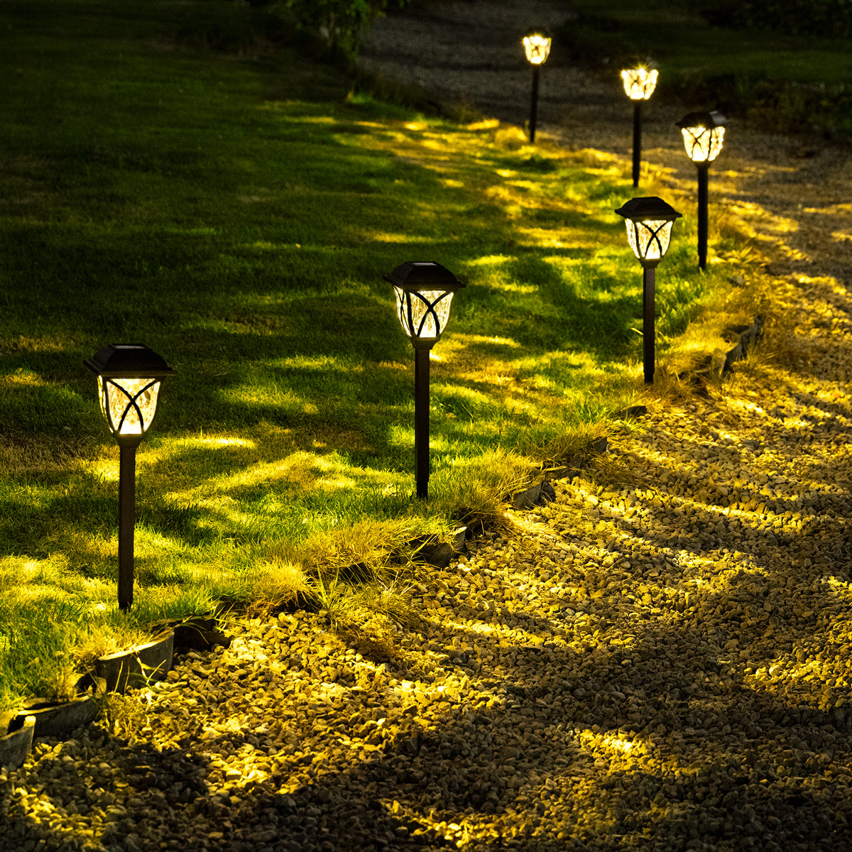 Gigalumi Hammered Solar Walkway Lights Set (6 Pack)