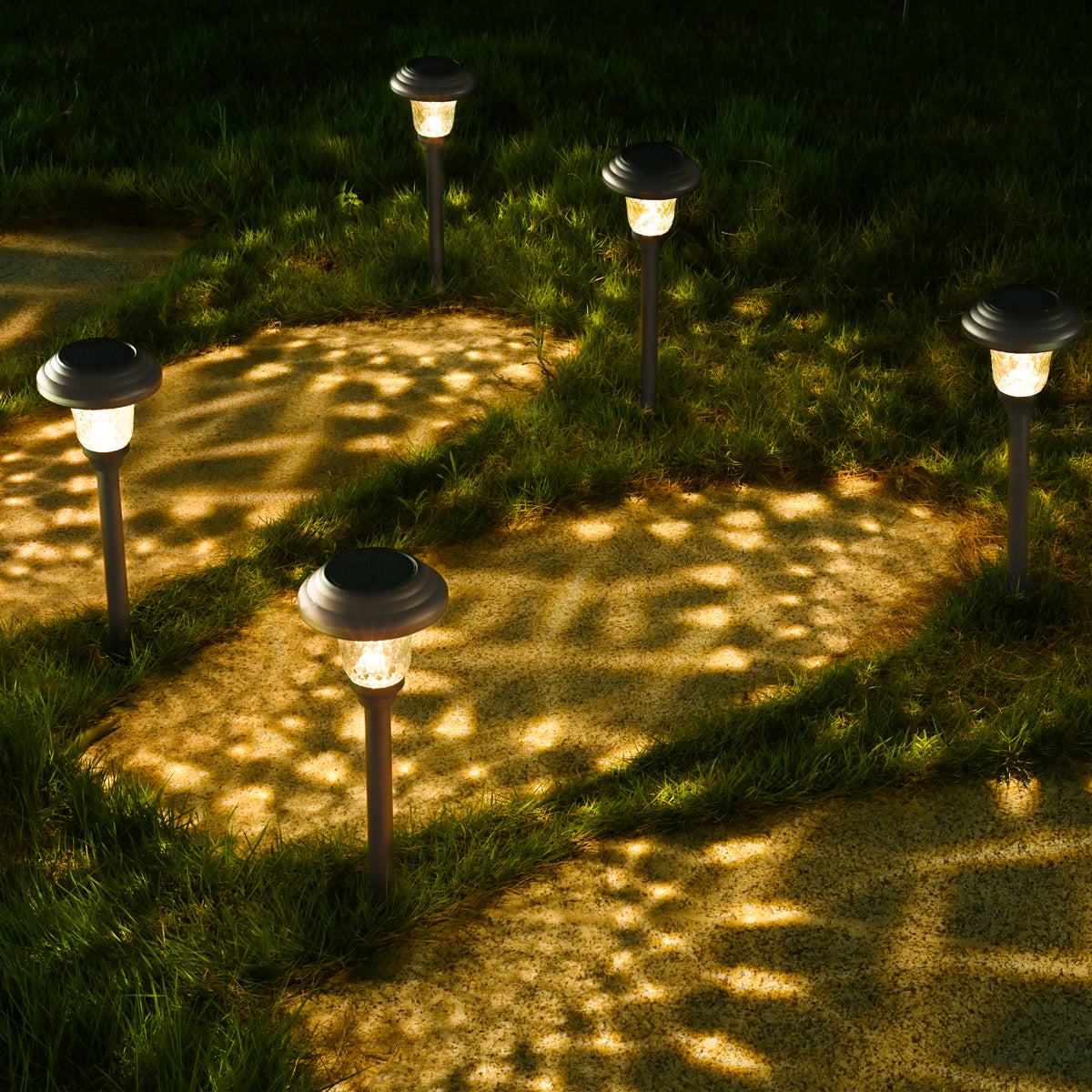 Gigalumi Hammered Metal Solar Yard Lights Set (8 Pack)