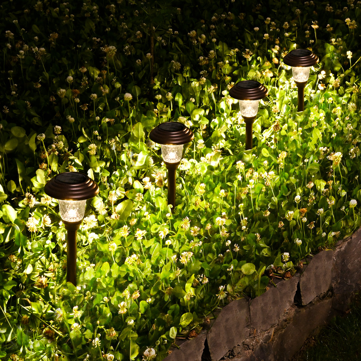 Gigalumi Hammered Metal Solar Yard Lights Set (8 Pack)