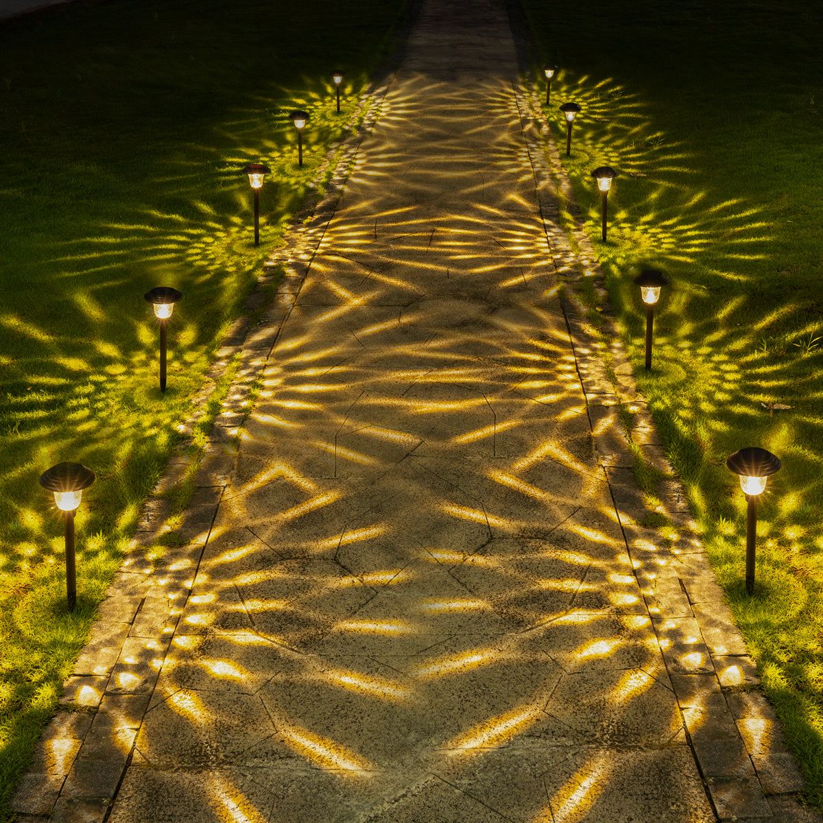 Gigalumi Hammered Metal Solar Yard Lights Set (8 Pack)