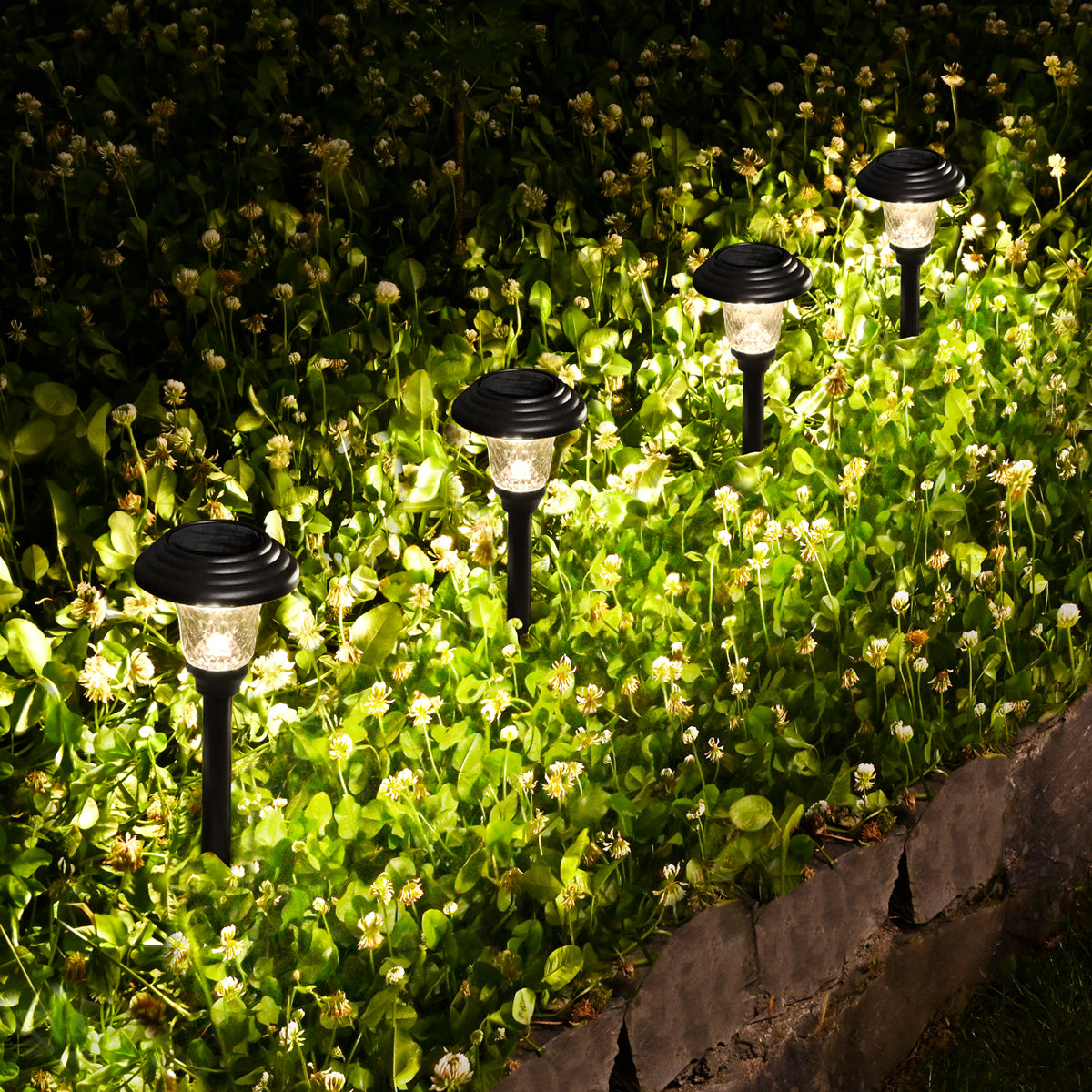 Gigalumi Hammered Metal Solar Yard Lights Set (8 Pack)