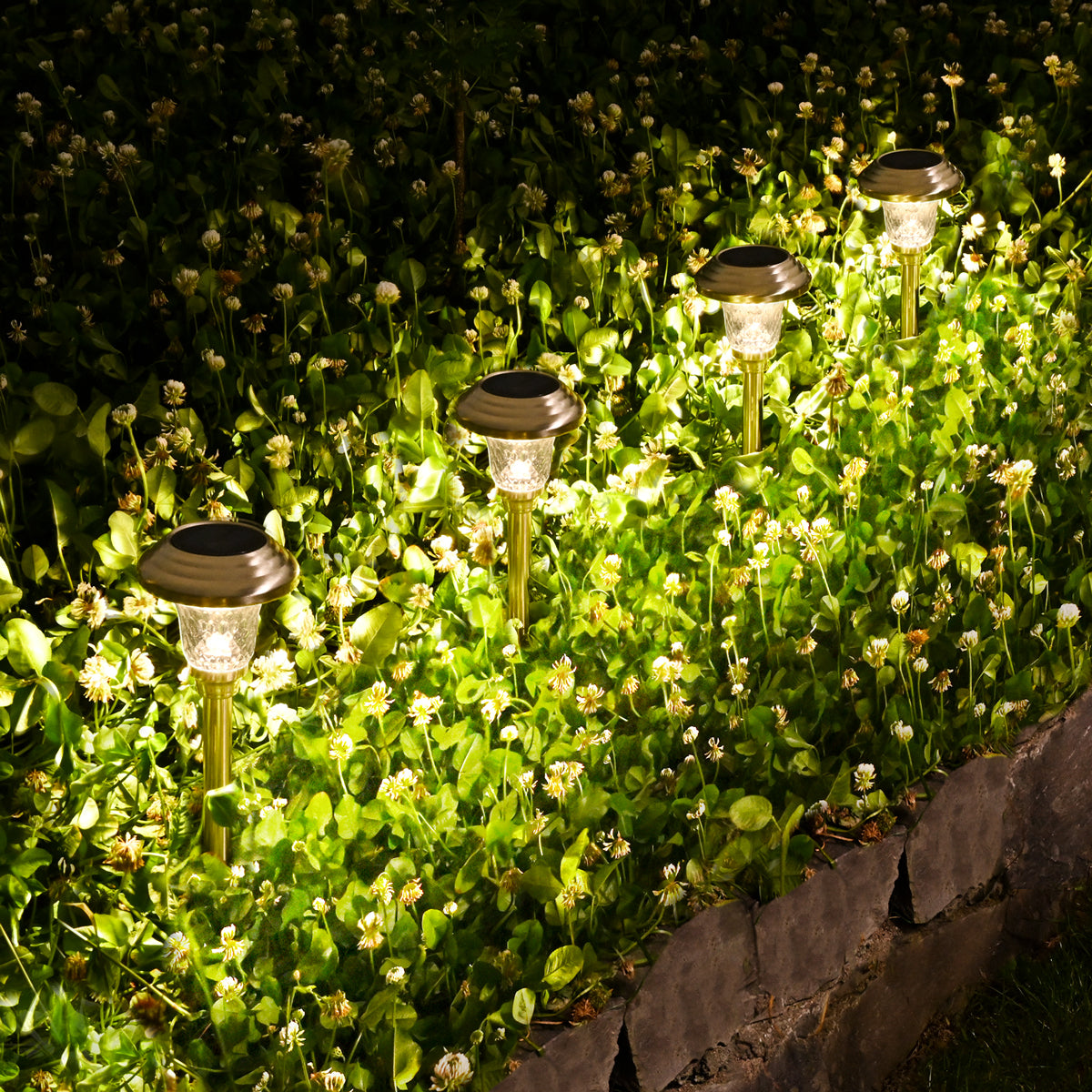 Gigalumi Hammered Metal Solar Yard Lights Set (8 Pack)