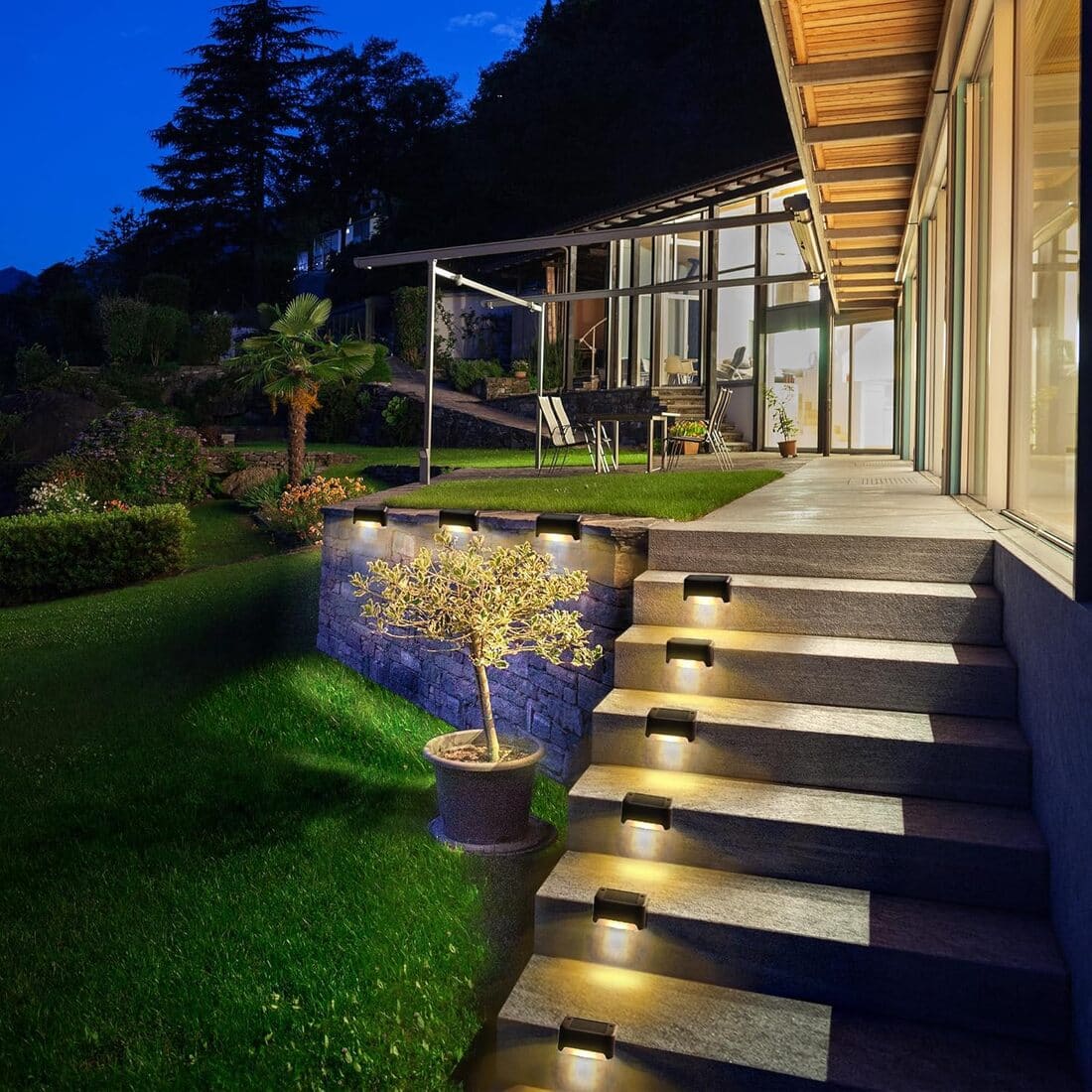 Horizontal Warm White Solar Deck Lights Set