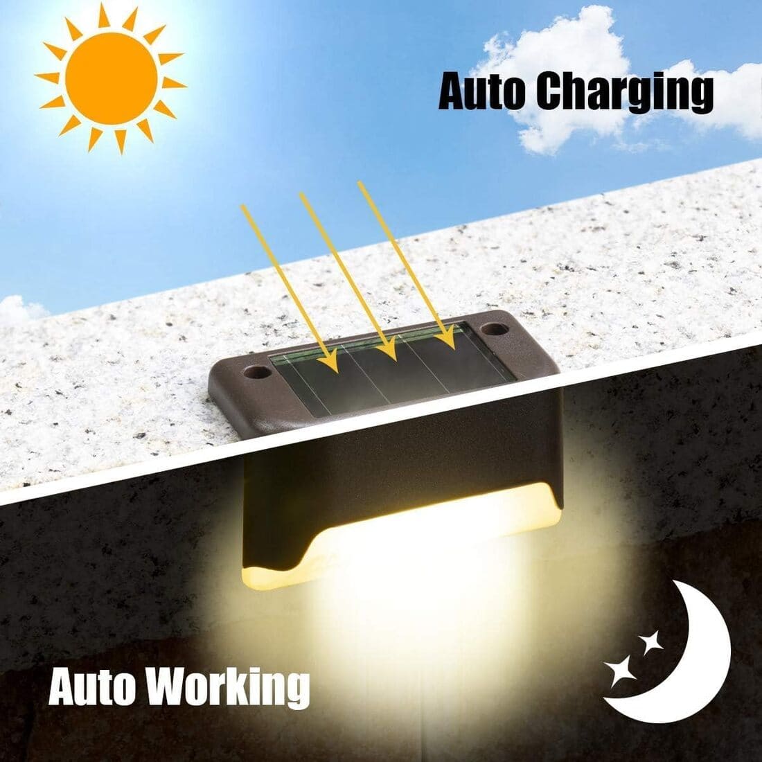 Horizontal Warm White Solar Deck Lights Set