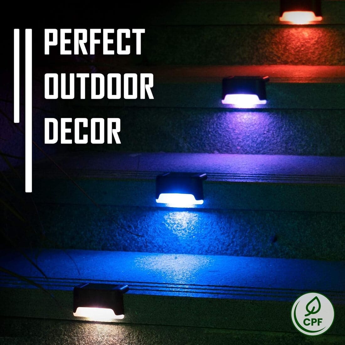 Horizontal Colorful Solar Deck Lights Set