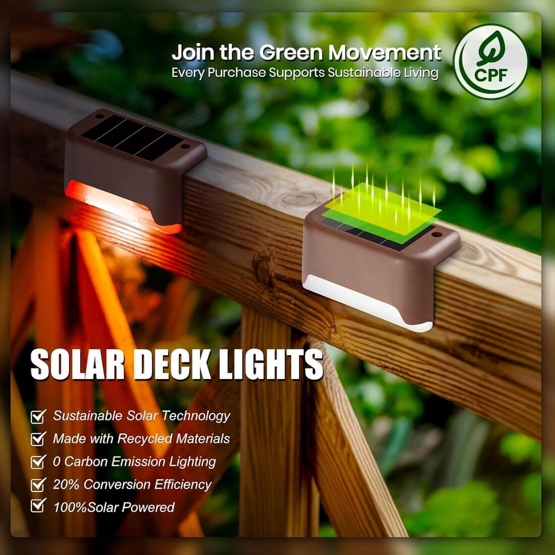 Horizontal Colorful Solar Deck Lights Set