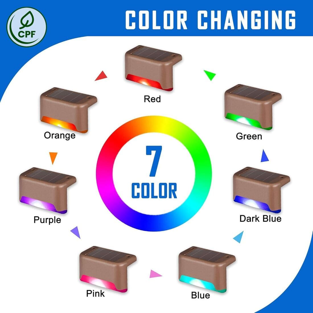 Horizontal Colorful Solar Deck Lights Set