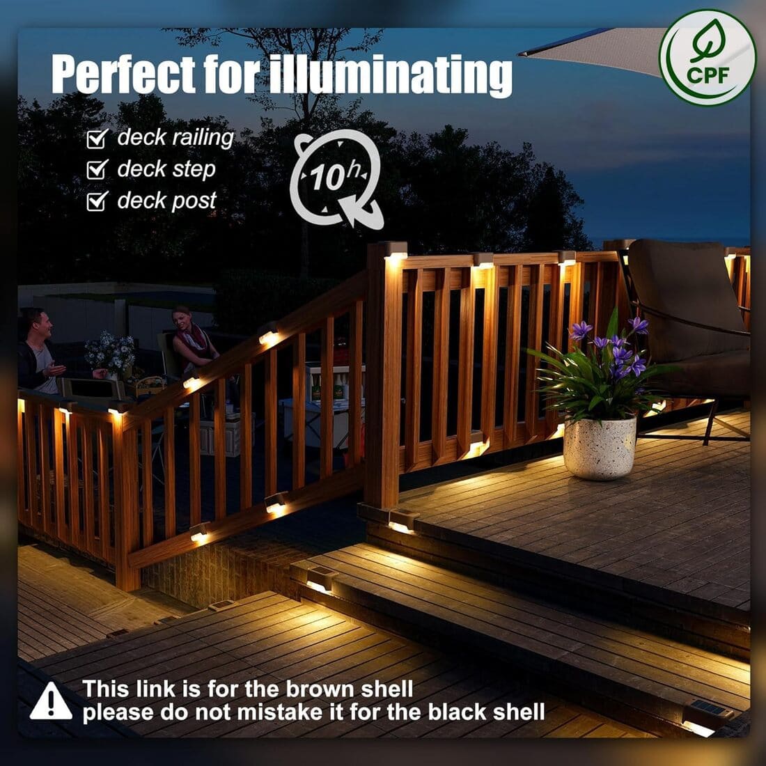 Horizontal Warm White Solar Deck Lights Set