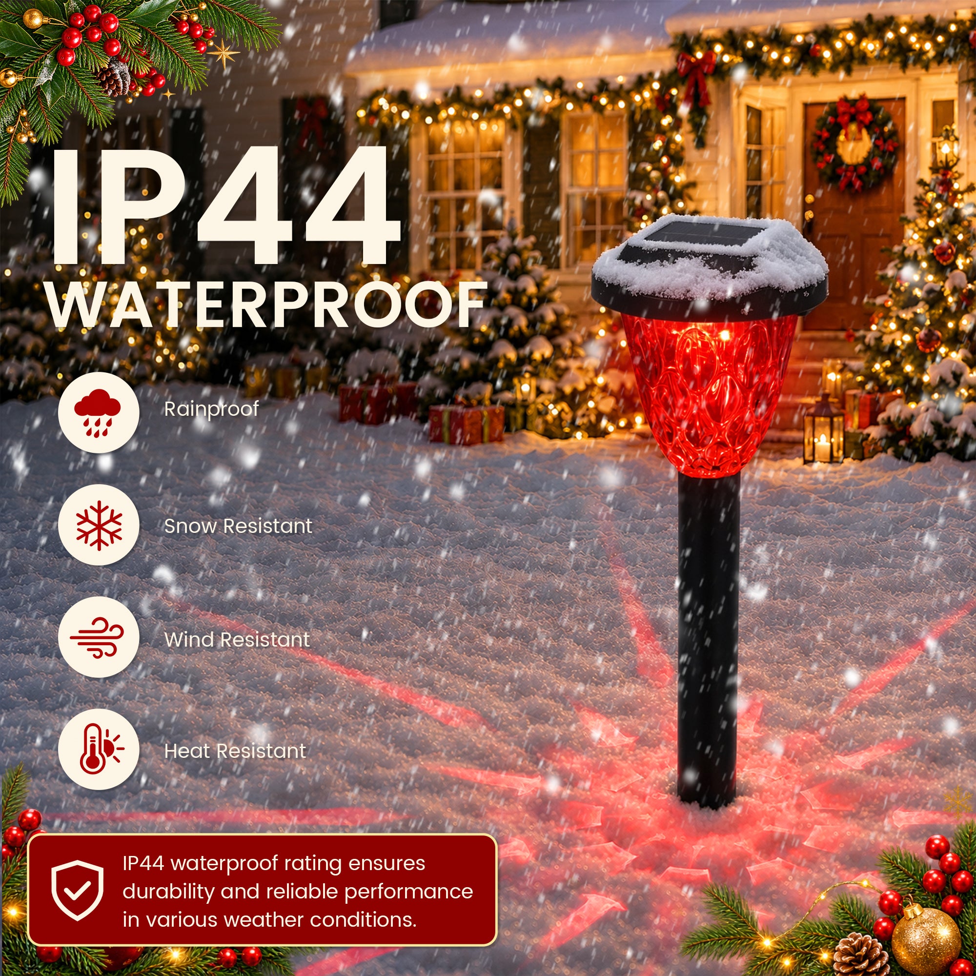 GIGALUMI Solar Christmas Lights Outdoor, 10 Pack RGB Pathway Lights