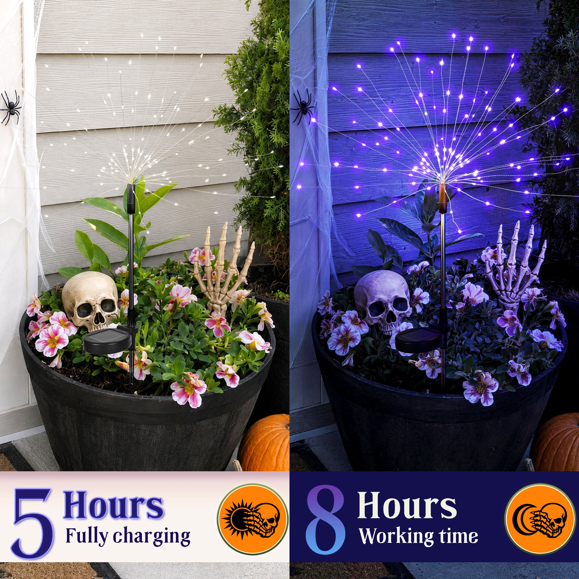 GIGALUMI Solar Firework Lights Outdoor, Halloween Decor, Purple
