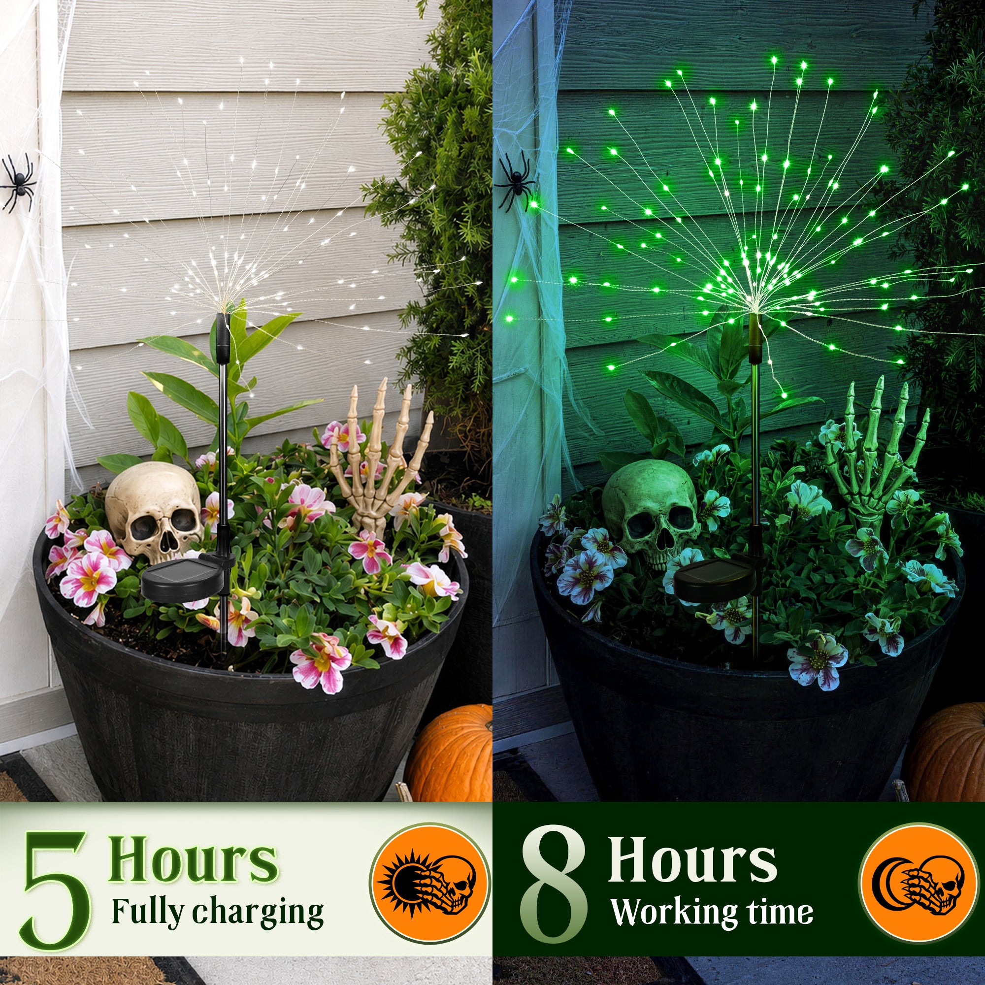 GIGALUMI Solar Firework Lights Outdoor, Halloween Decor, Green