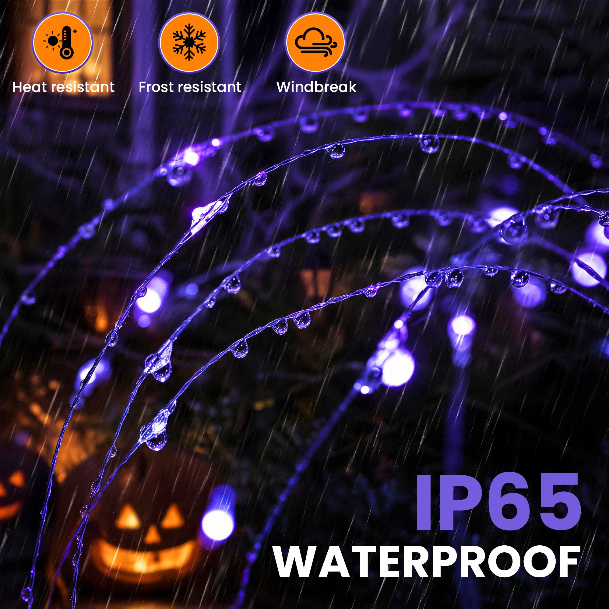 GIGALUMI Solar Firework Lights Outdoor, Halloween Decor, Purple