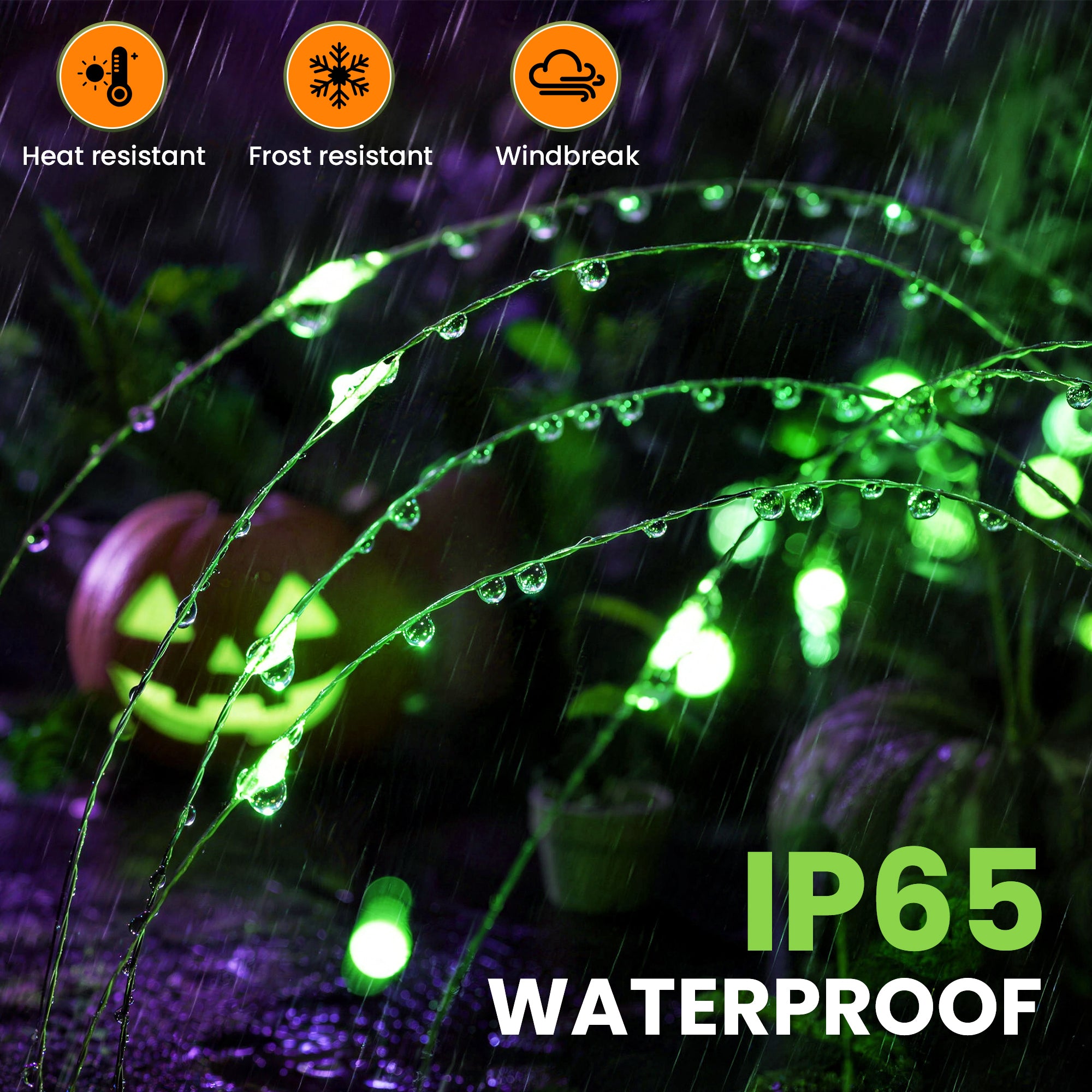 GIGALUMI Solar Firework Lights Outdoor, Halloween Decor, Green