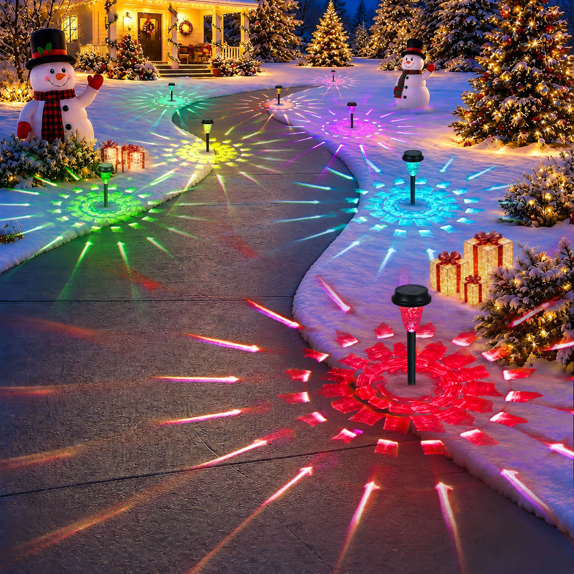 GIGALUMI Solar Christmas Lights  12 Pack Outdoor Waterproof Pathway Lights