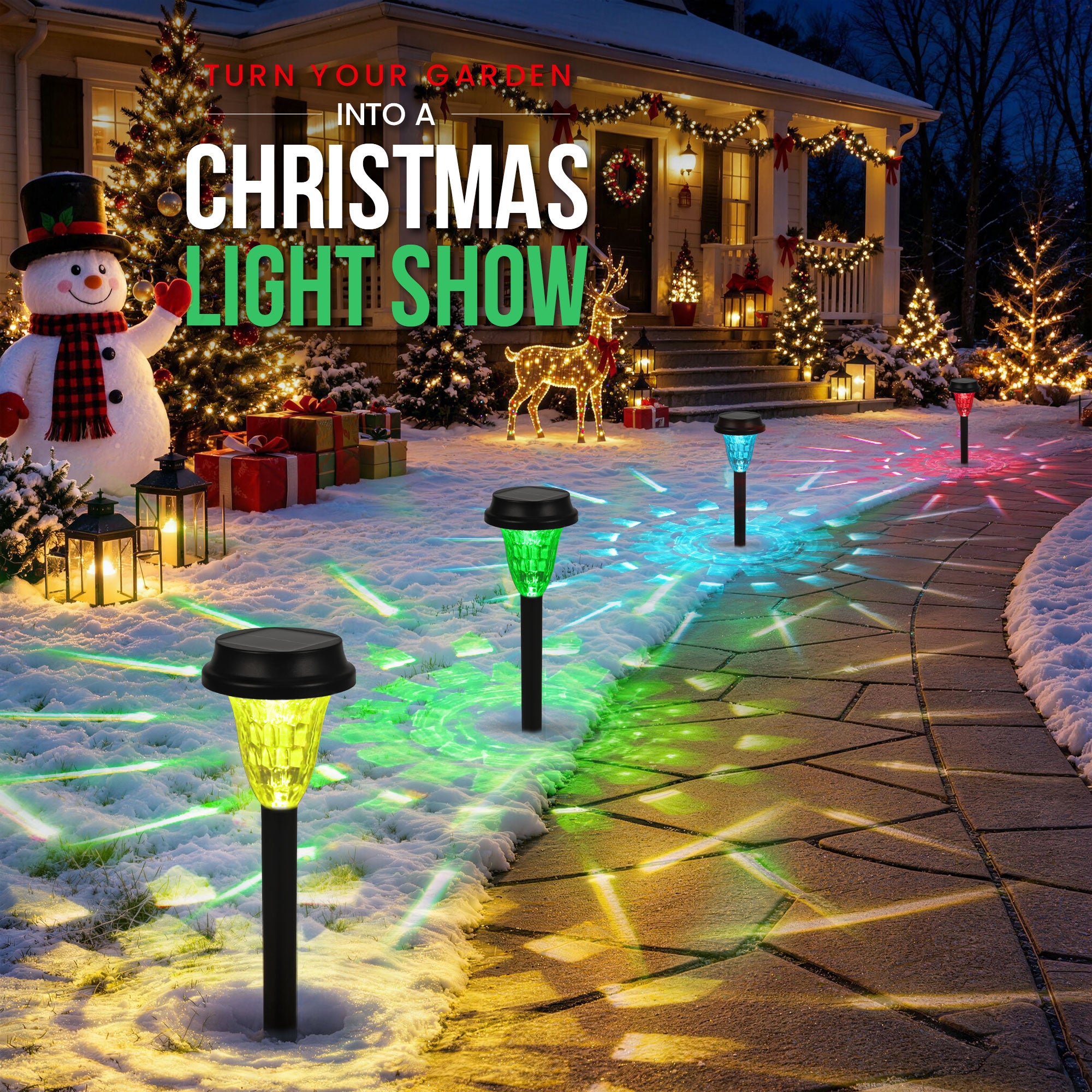 GIGALUMI Solar Christmas Lights 16 Pack Outdoor Waterproof Pathway Lights