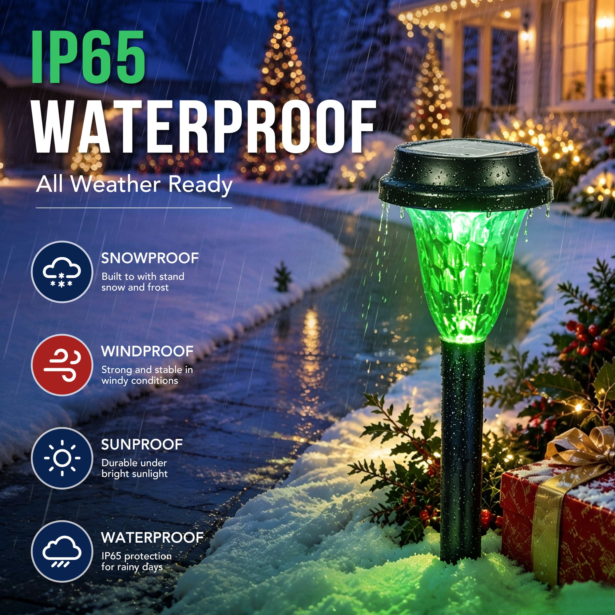 GIGALUMI Solar Christmas Lights 16 Pack Outdoor Waterproof Pathway Lights