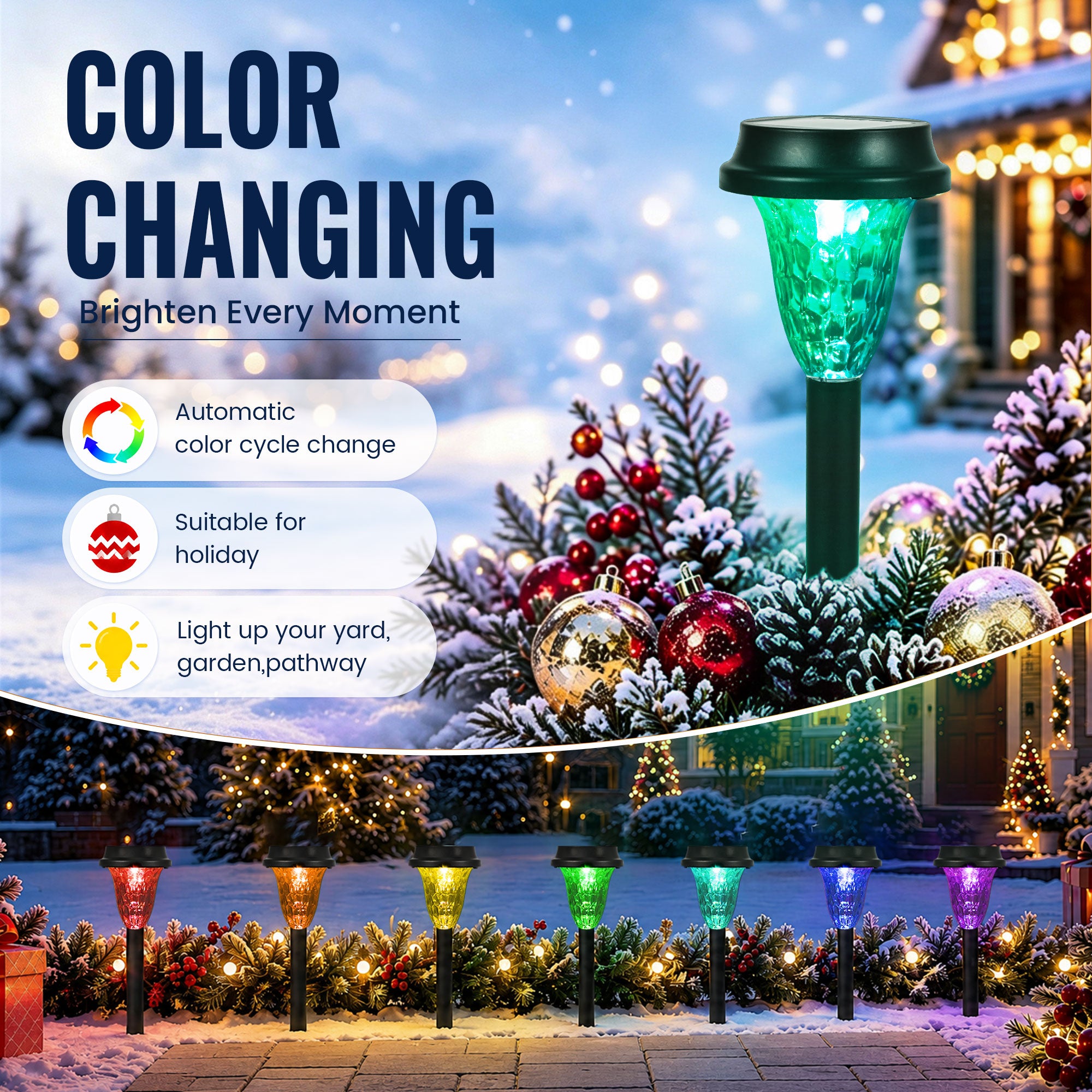 GIGALUMI Solar Christmas Lights 16 Pack Outdoor Waterproof Pathway Lights
