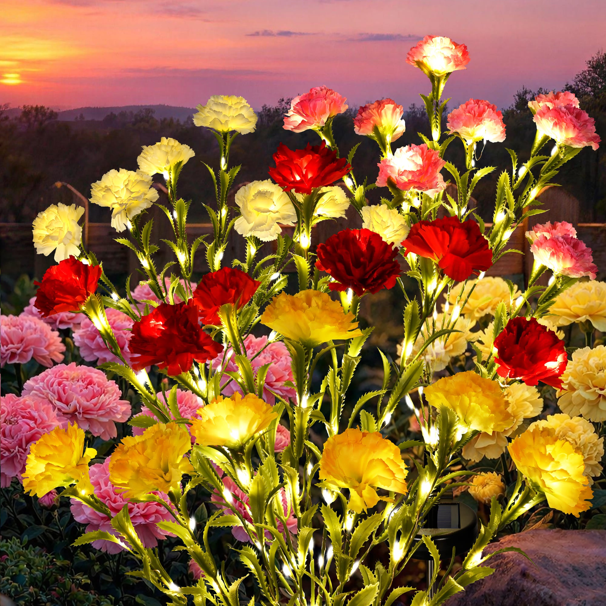 GIGALUMI Artificial Carnations Solar Lights