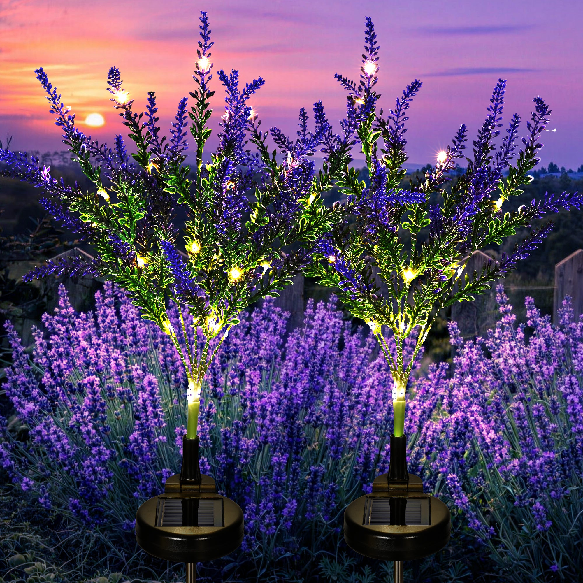 GIGALUMI Artificial Lavender Solar Lights