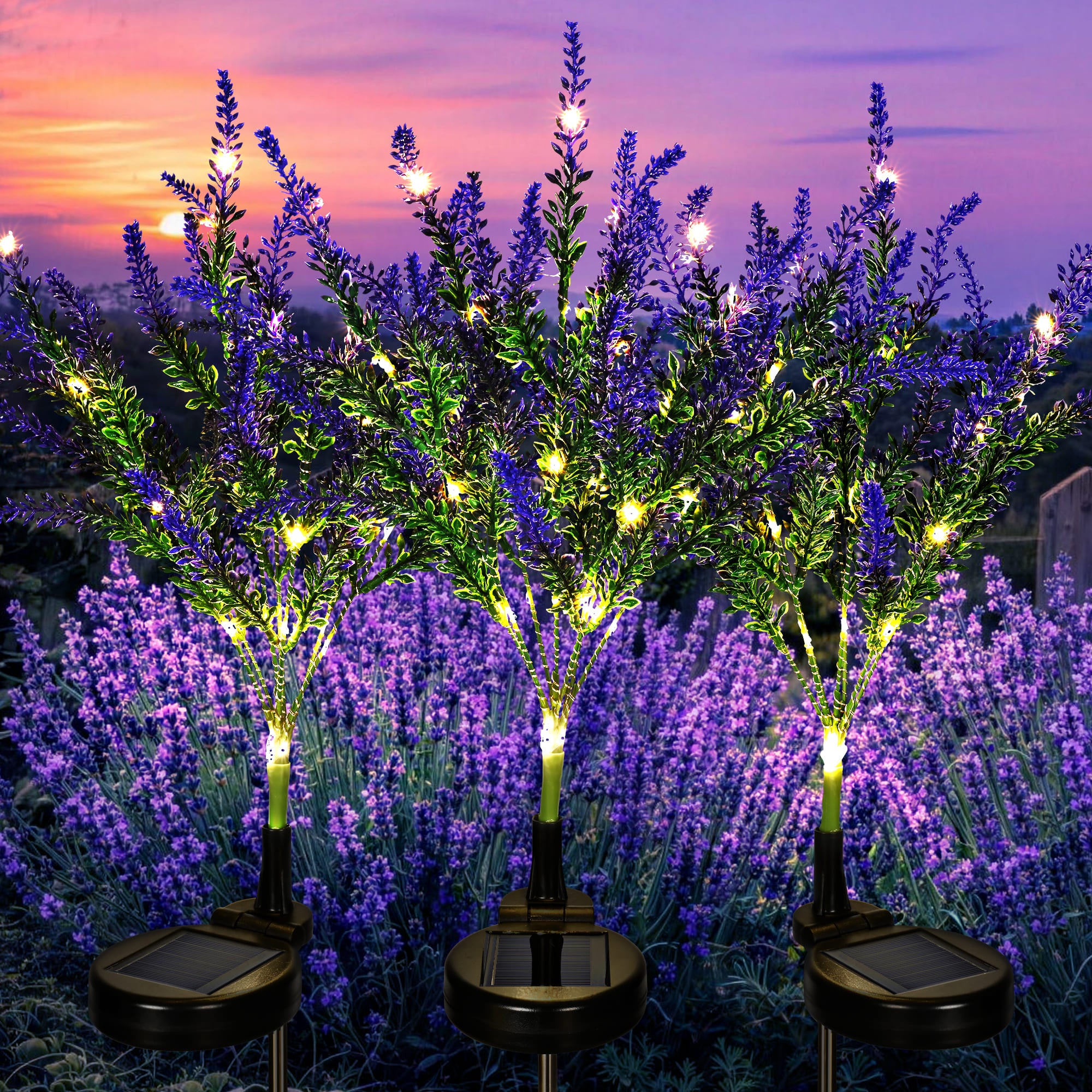 GIGALUMI Artificial Lavender Solar Lights