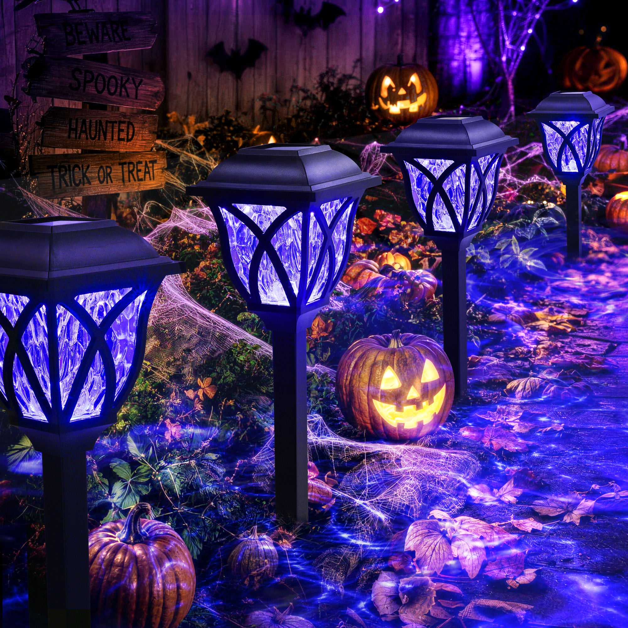 GIGALUMI Solar Halloween Lights Outdoor Decor, Solar Pathway Lights 6 Pack