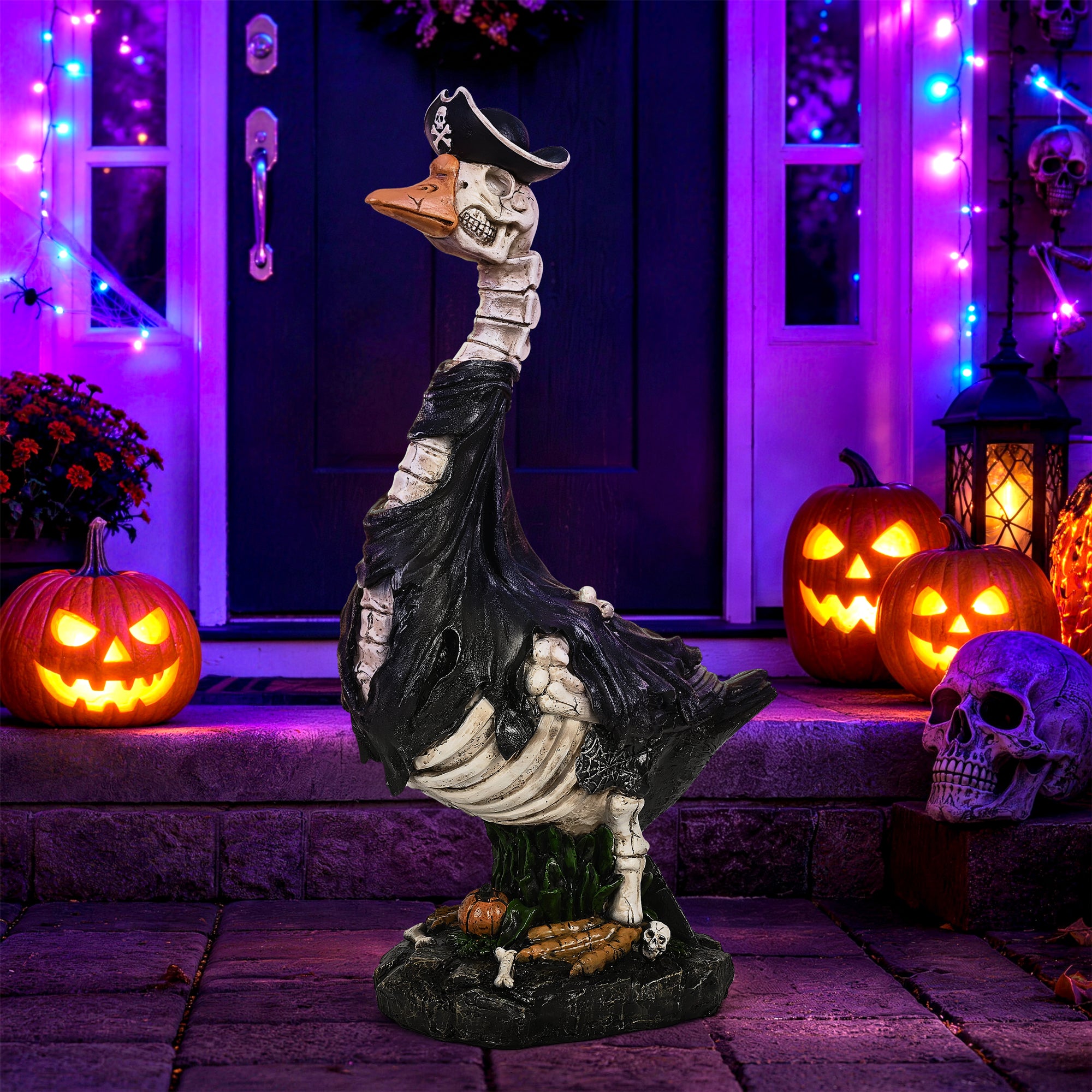 GIGALUMI 20" Halloween Skeleton Porch Goose,Outdoor Halloween Decorations