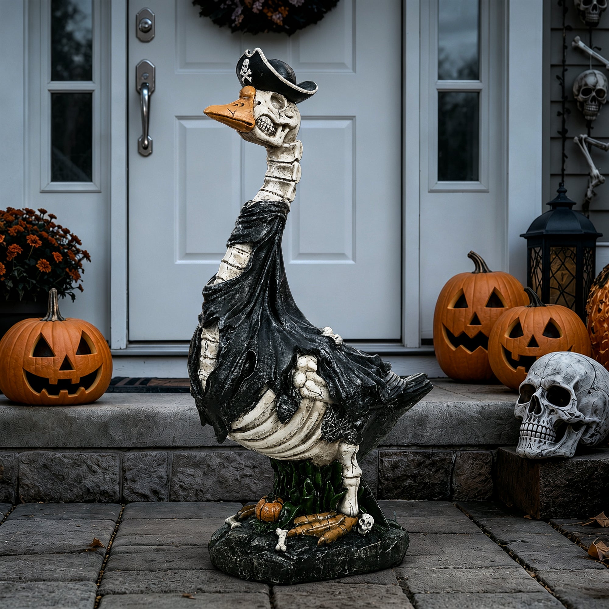 GIGALUMI 20" Halloween Skeleton Porch Goose,Outdoor Halloween Decorations