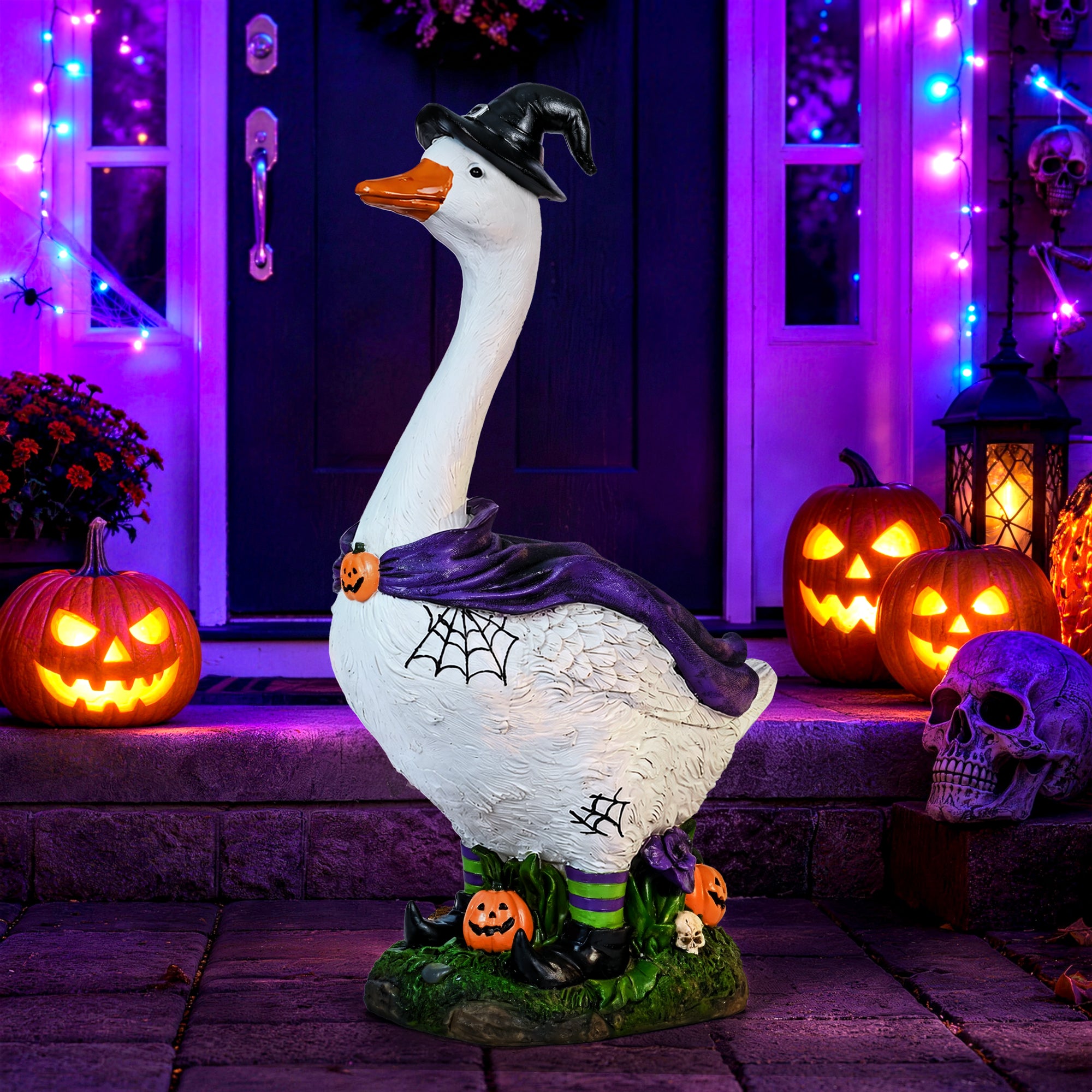 GIGALUMI 20" Halloween Witch Porch Goose for Outdoor Halloween Decorations
