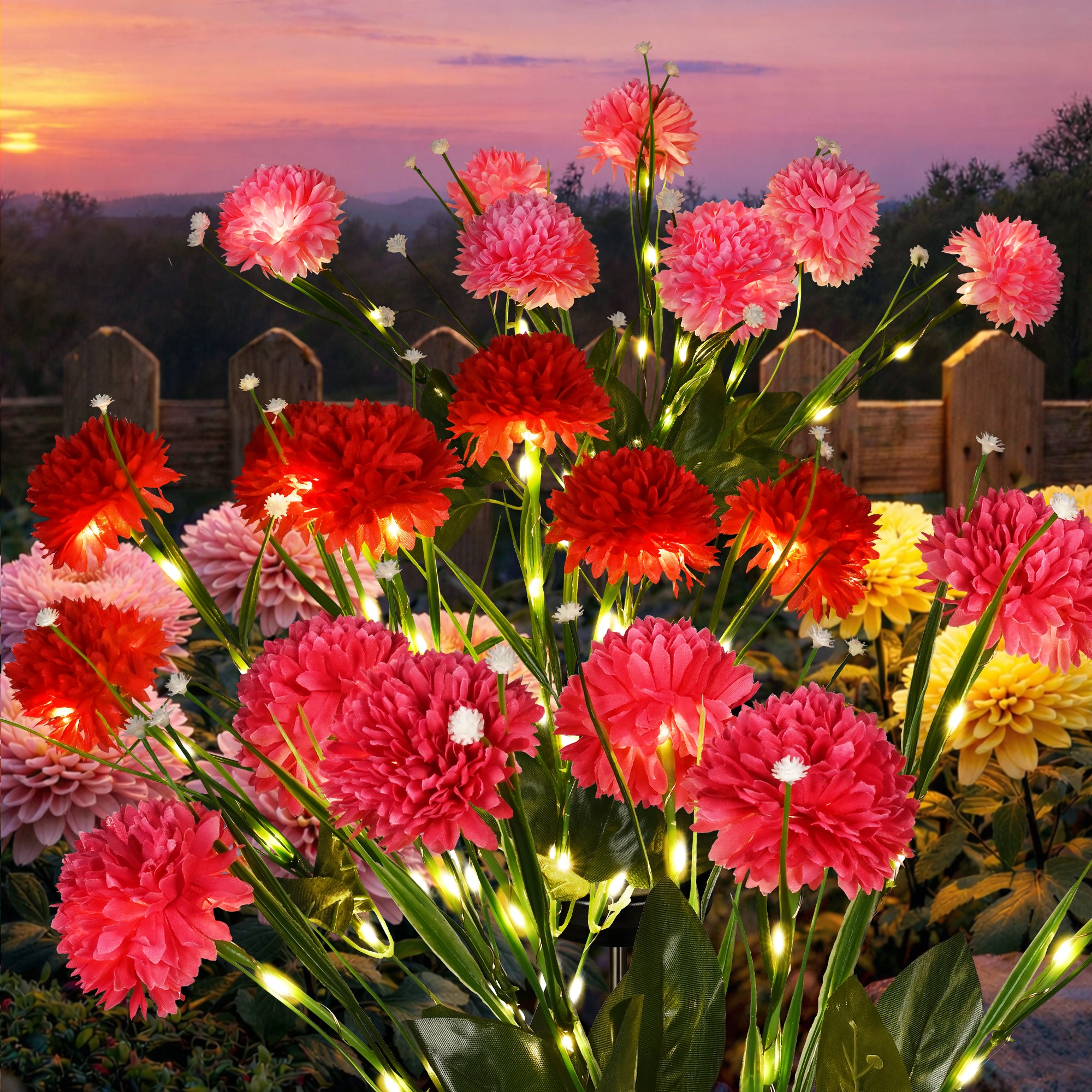 GIGALUMI Artificial Chrysanthemums Solar Lights (3&6 Pack)