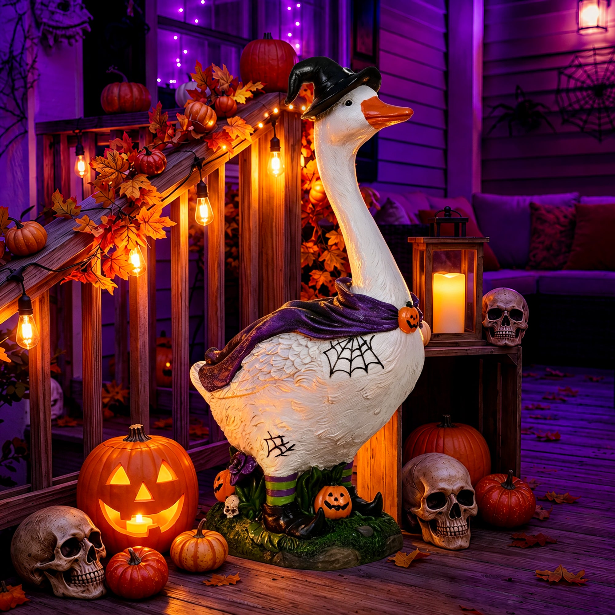 GIGALUMI 20" Halloween Witch Porch Goose for Outdoor Halloween Decorations