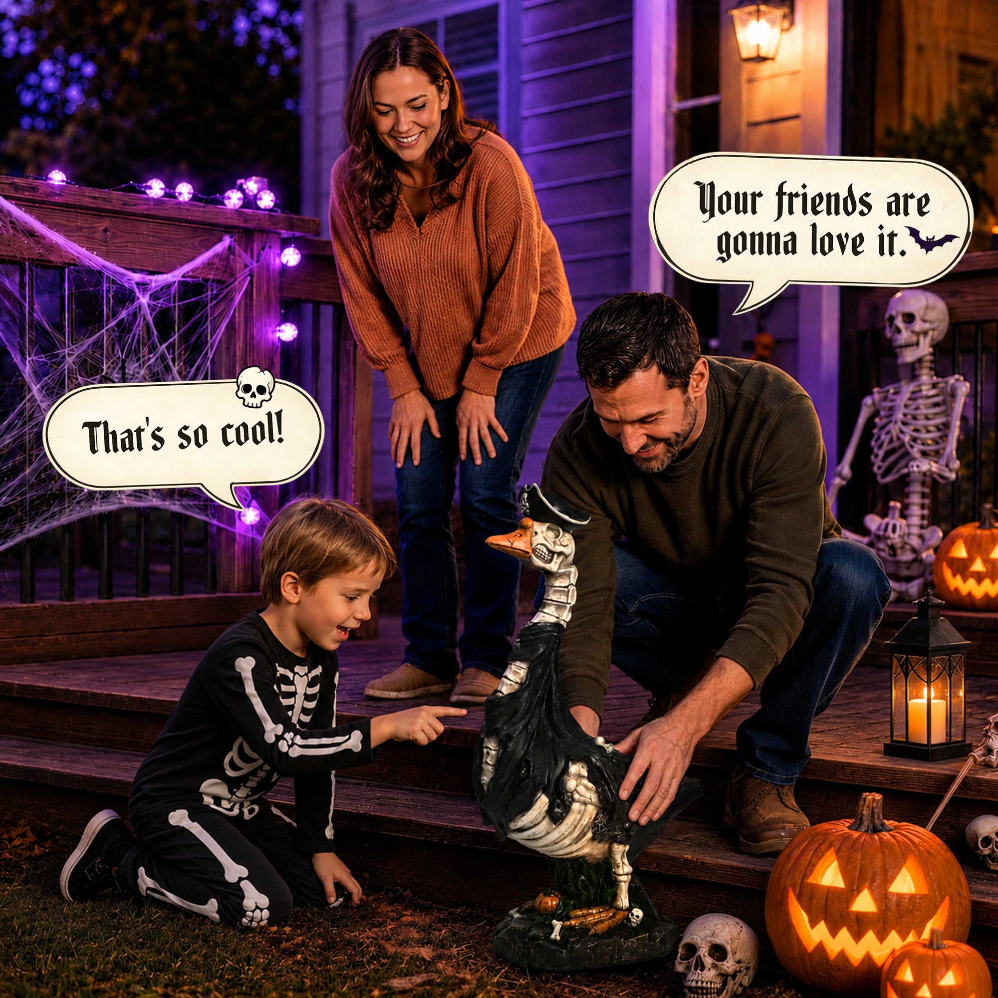 GIGALUMI 20" Halloween Skeleton Porch Goose,Outdoor Halloween Decorations