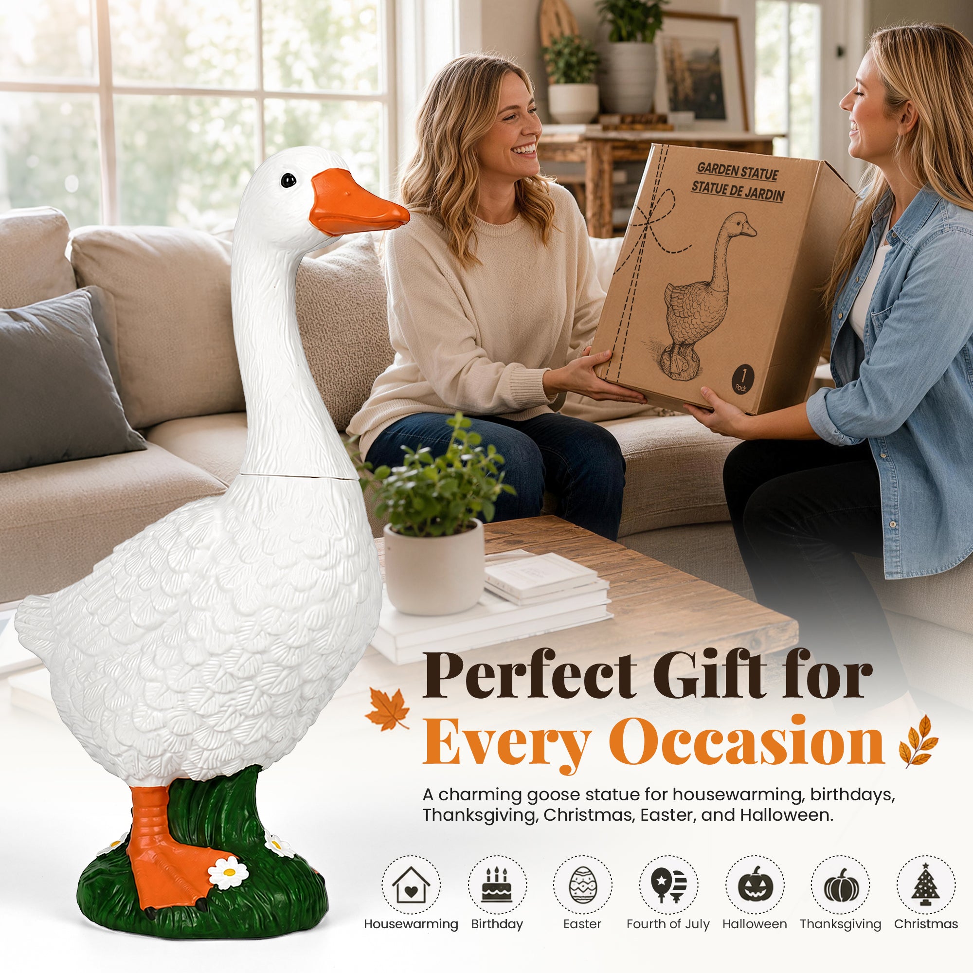 GIGALUMI Porch Goose Statue Plastic 23" Front Porch Decor Garden Decoration