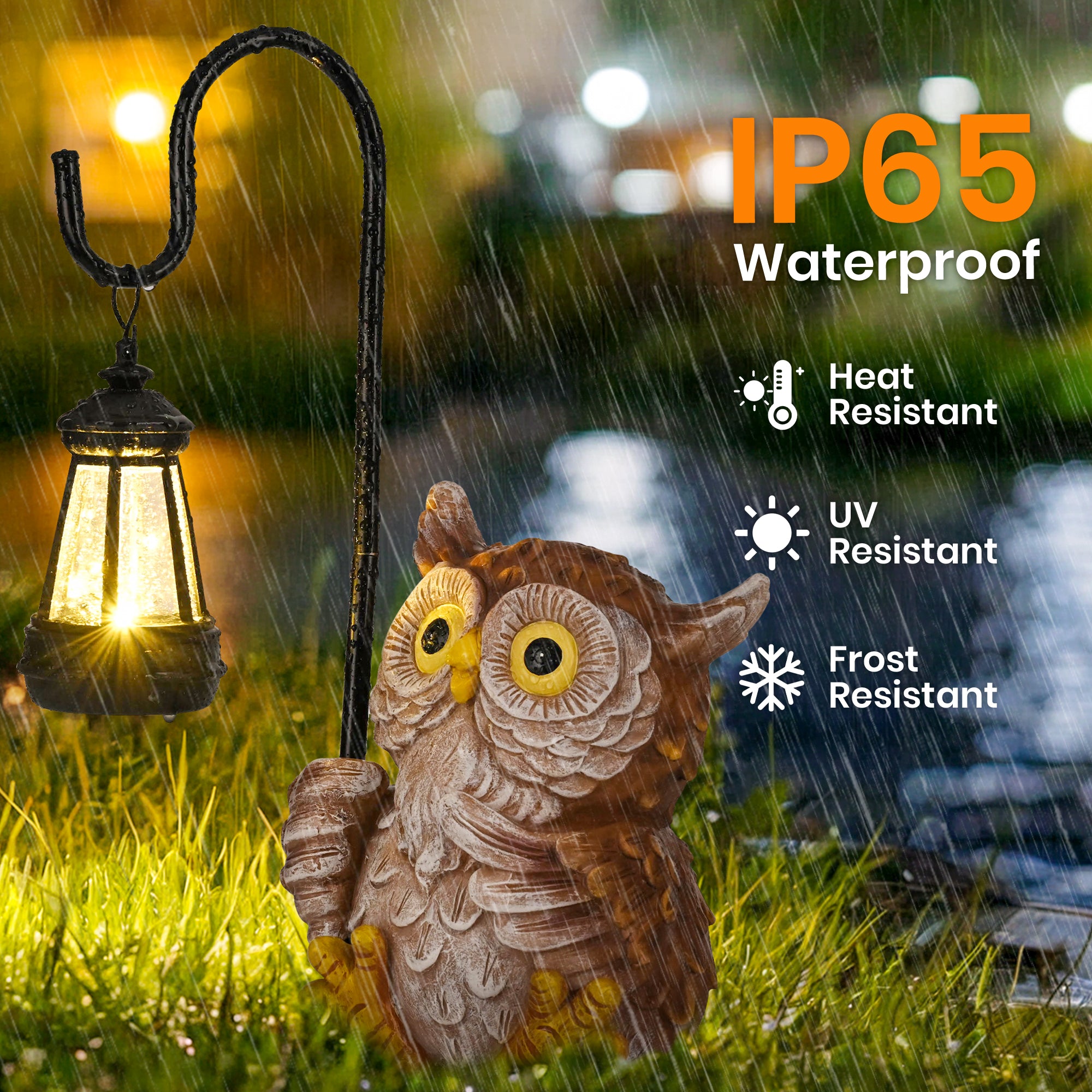 GIGALUMI Solar Powered Owl Figurine Statue