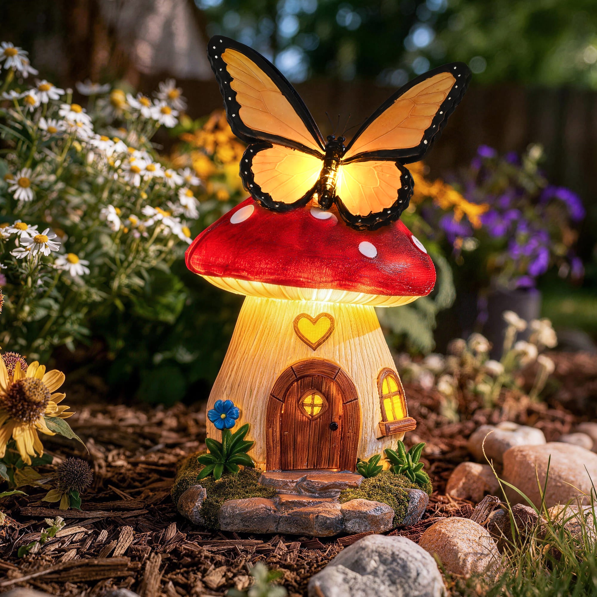 GIGALUMI Fairy Garden Houses Mushroom Garden Statues