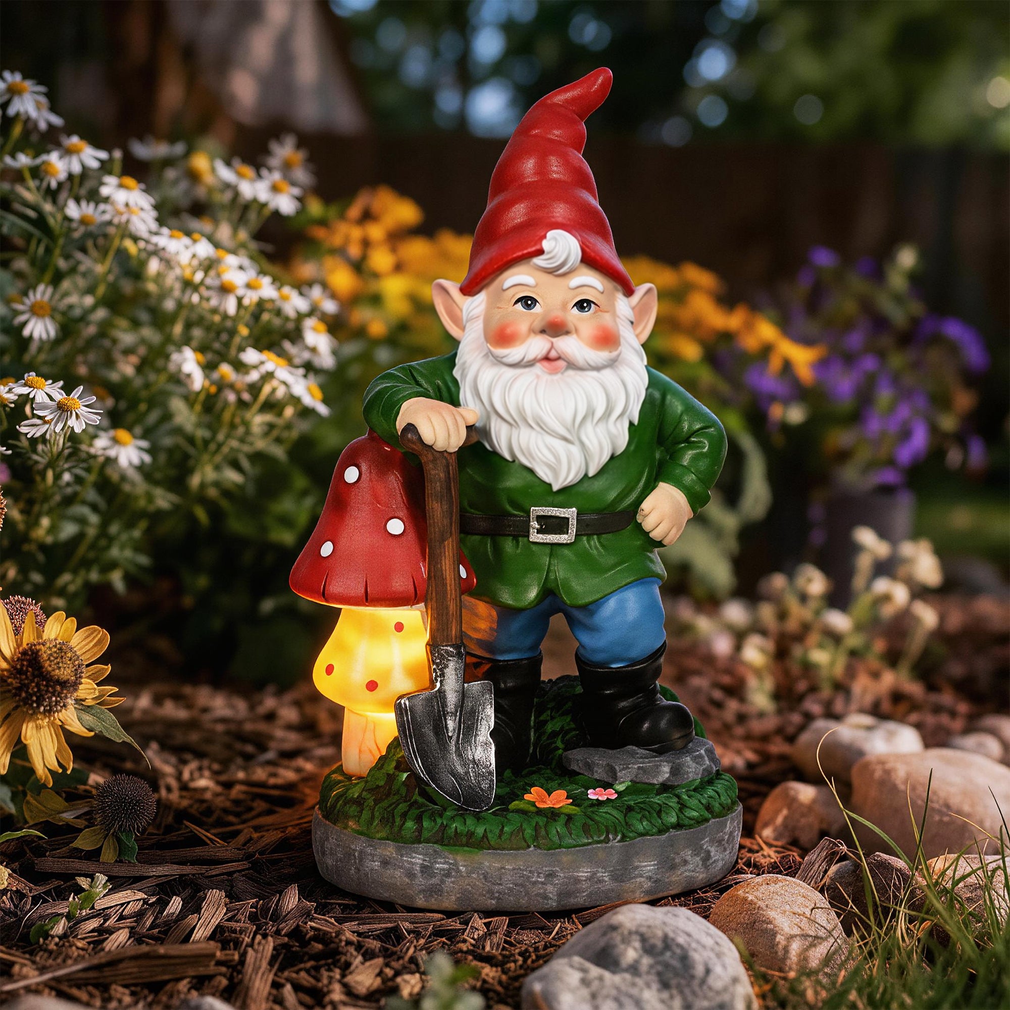 GIGALUMI Solar Garden Gnomes Outdoor 9.8"