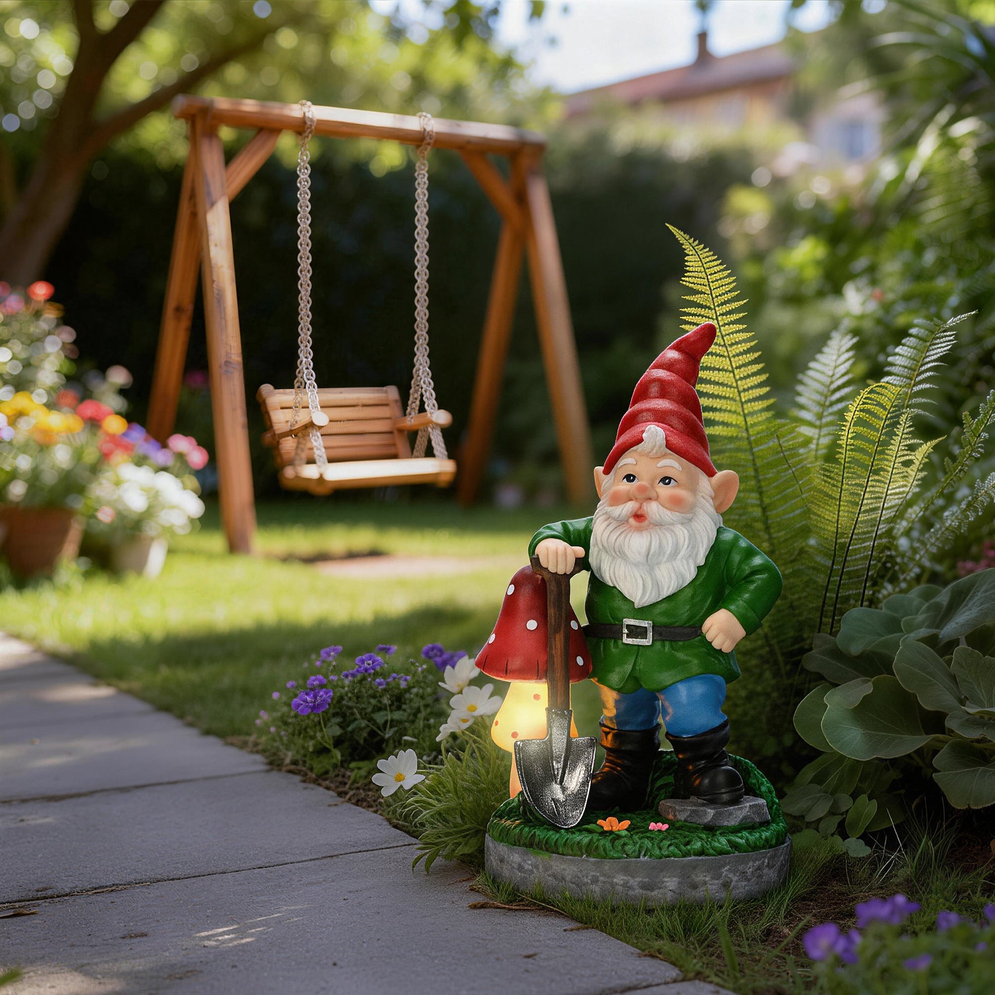GIGALUMI Solar Garden Gnomes Outdoor 9.8"