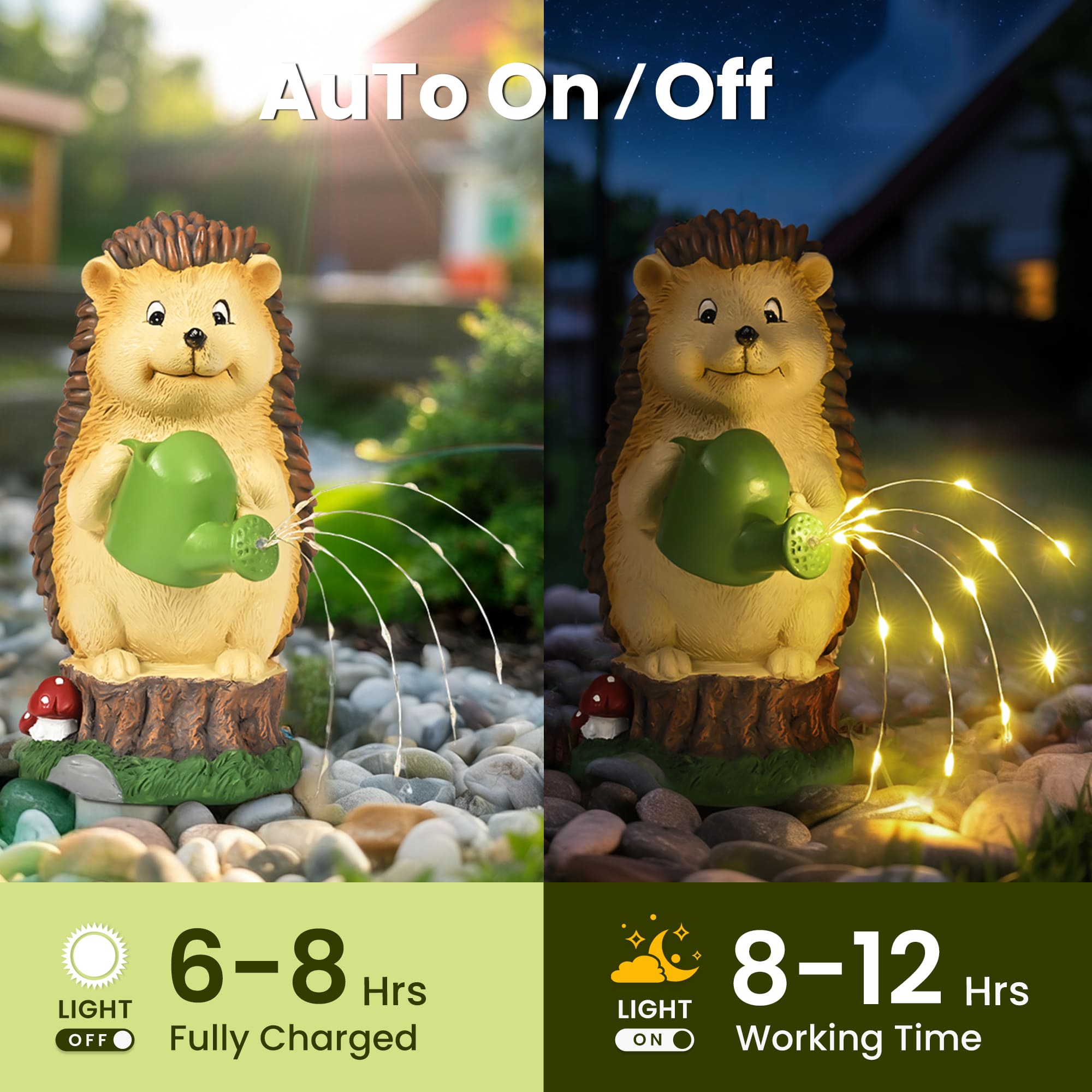 GIGALUMI Solar Powered Watering Hedgehog Statues
