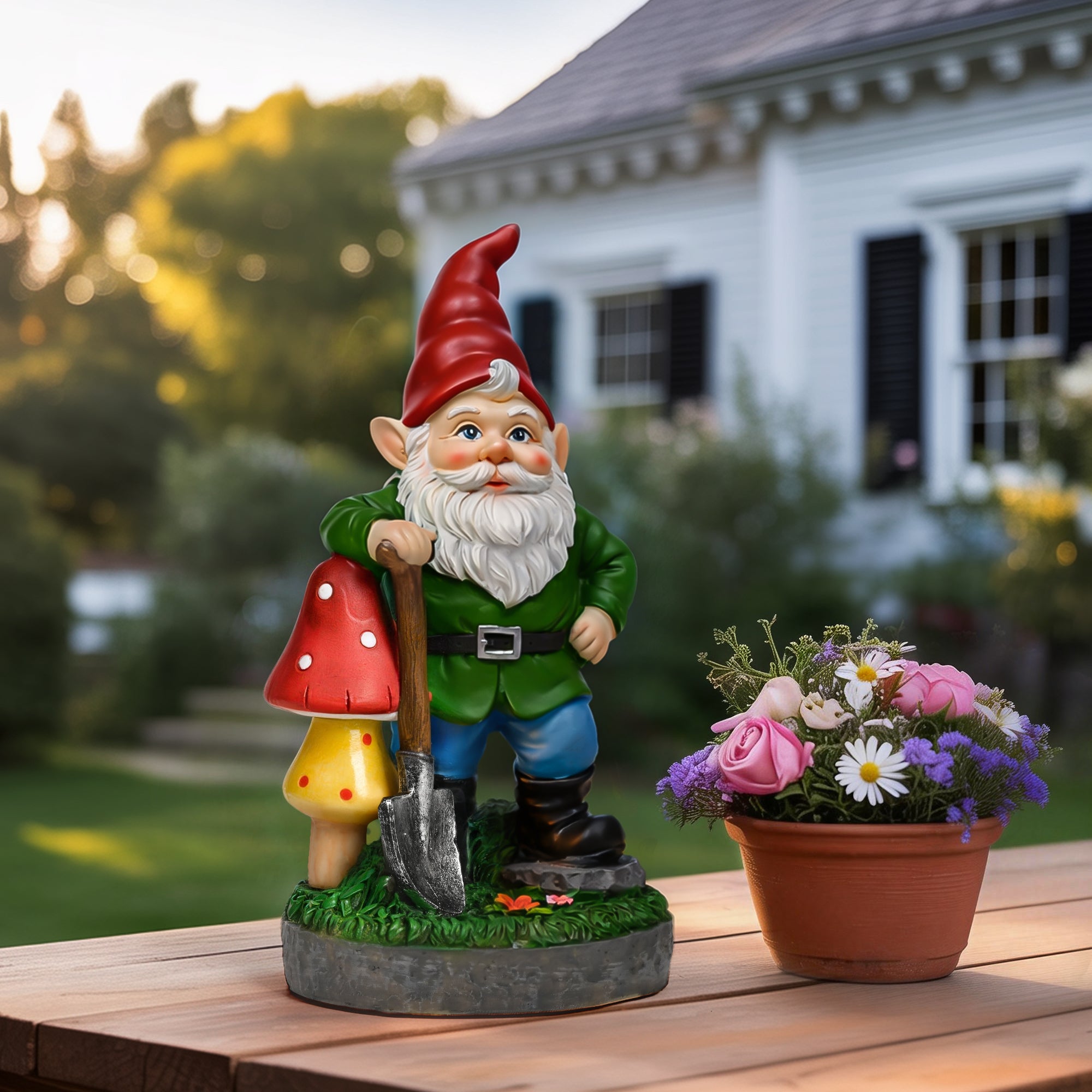 GIGALUMI Solar Garden Gnomes Outdoor 9.8"