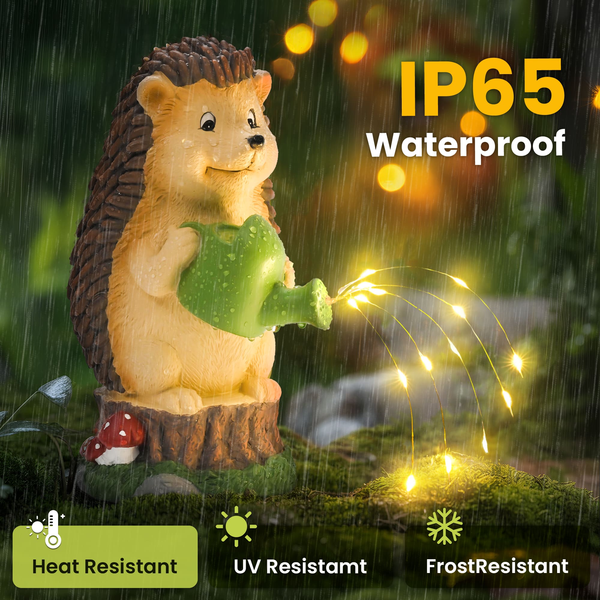 GIGALUMI Solar Powered Watering Hedgehog Statues