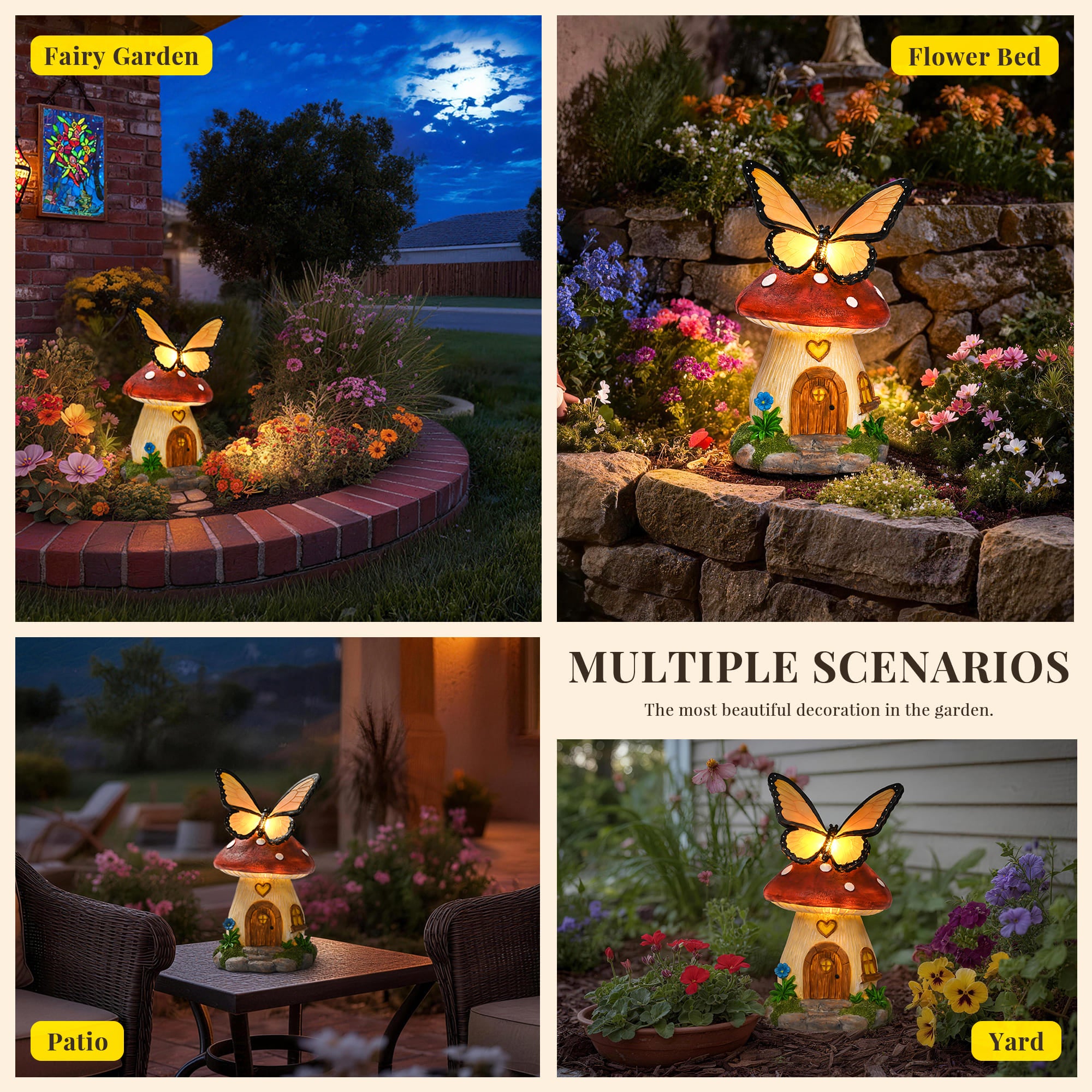 GIGALUMI Fairy Garden Houses Mushroom Garden Statues