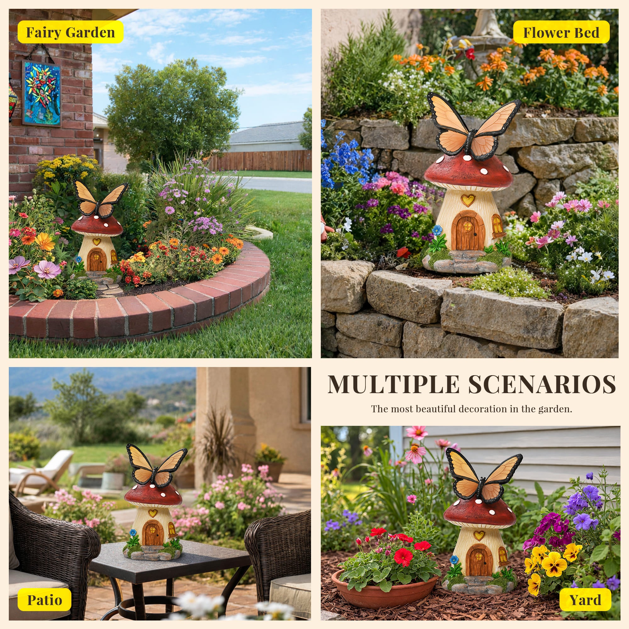 GIGALUMI Fairy Garden Houses Mushroom Garden Statues