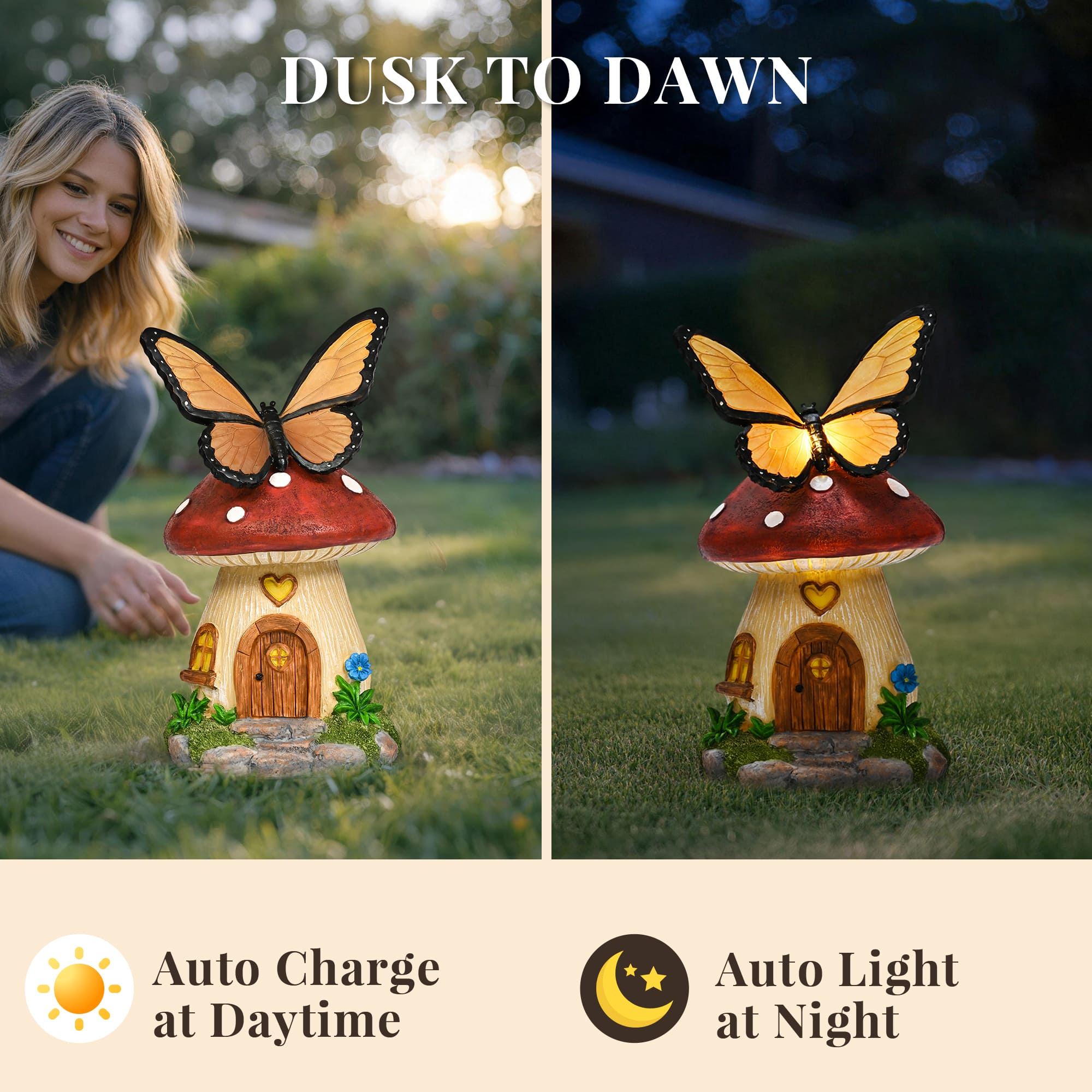 GIGALUMI Fairy Garden Houses Mushroom Garden Statues