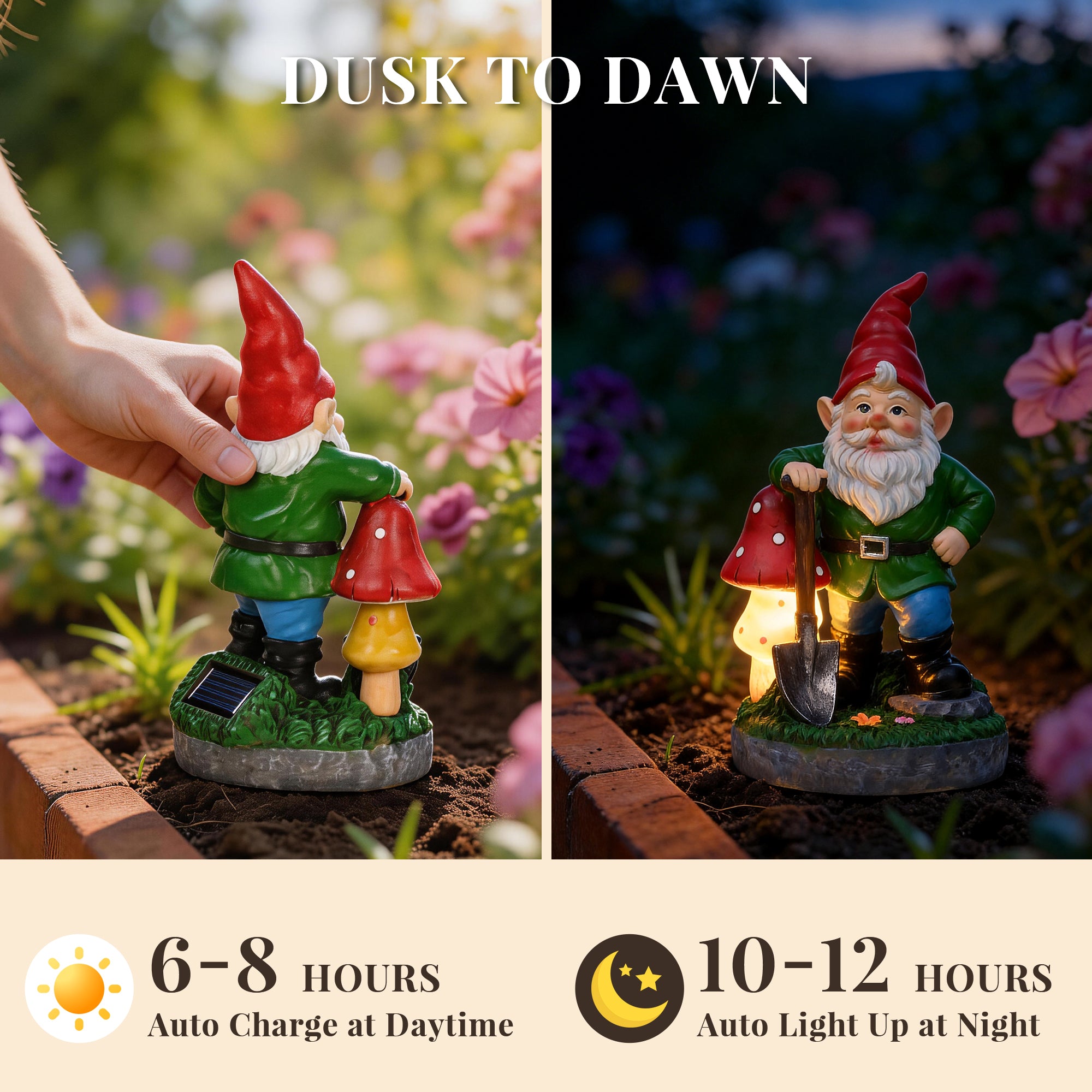 GIGALUMI Solar Garden Gnomes Outdoor 9.8"