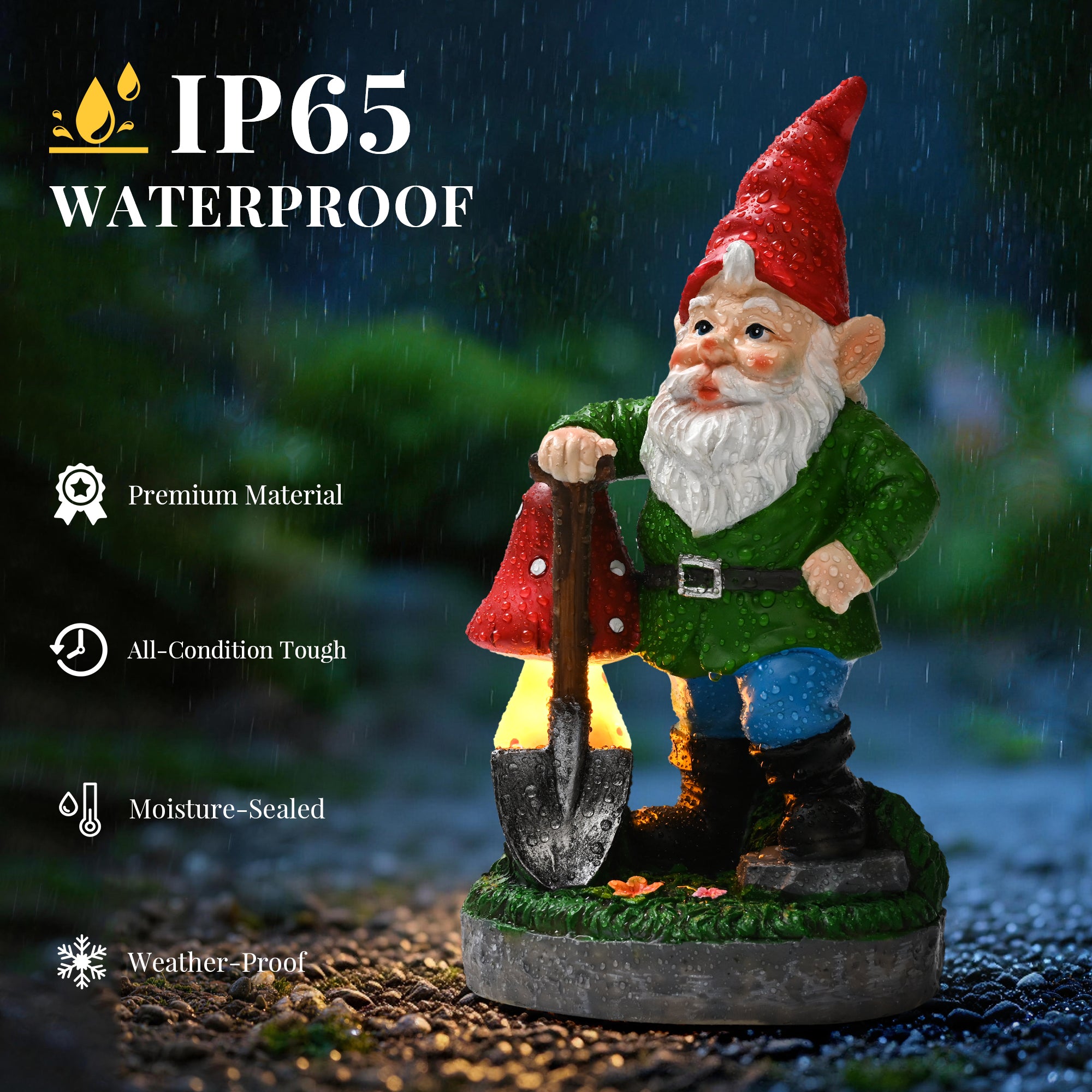 GIGALUMI Solar Garden Gnomes Outdoor 9.8"
